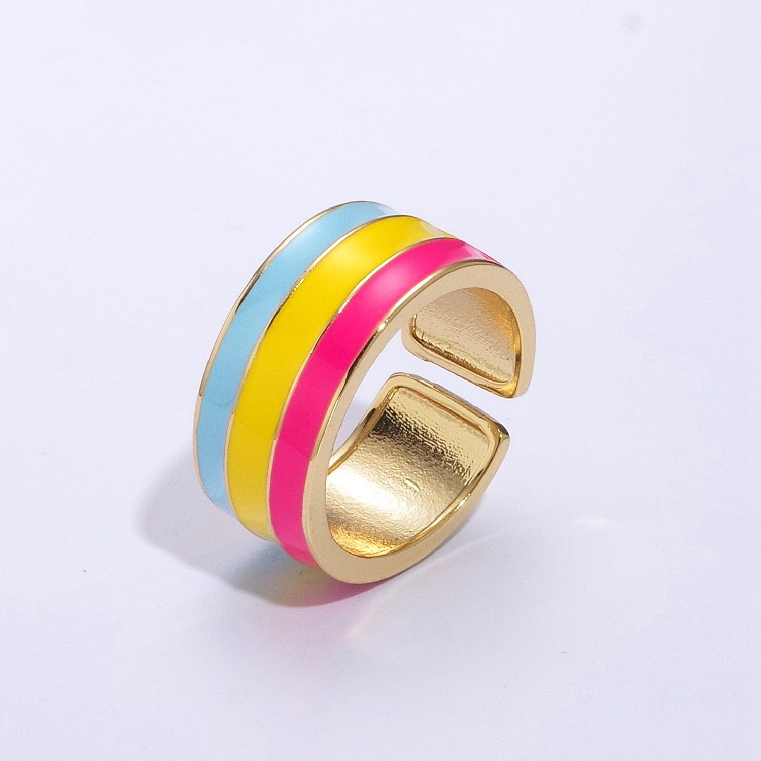 Rainbow LGBTQ Pride Ring for Men Women 24k gold Filled Rainbow Band Ring for Trans Gay Lesbian Pan Nonbinary Bisexual Genderfluid