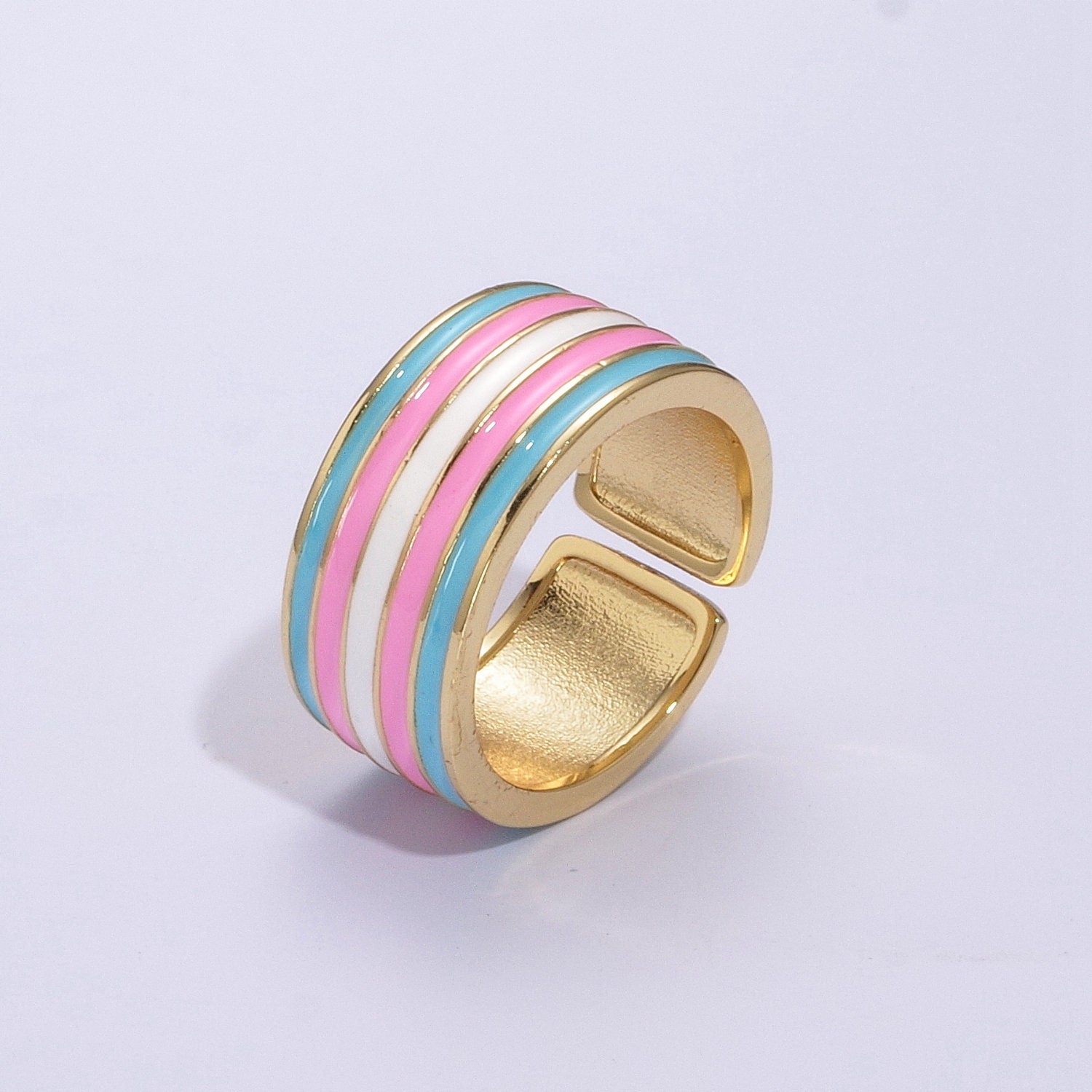 Rainbow LGBTQ Pride Ring for Men Women 24k gold Filled Rainbow Band Ring for Trans Gay Lesbian Pan Nonbinary Bisexual Genderfluid