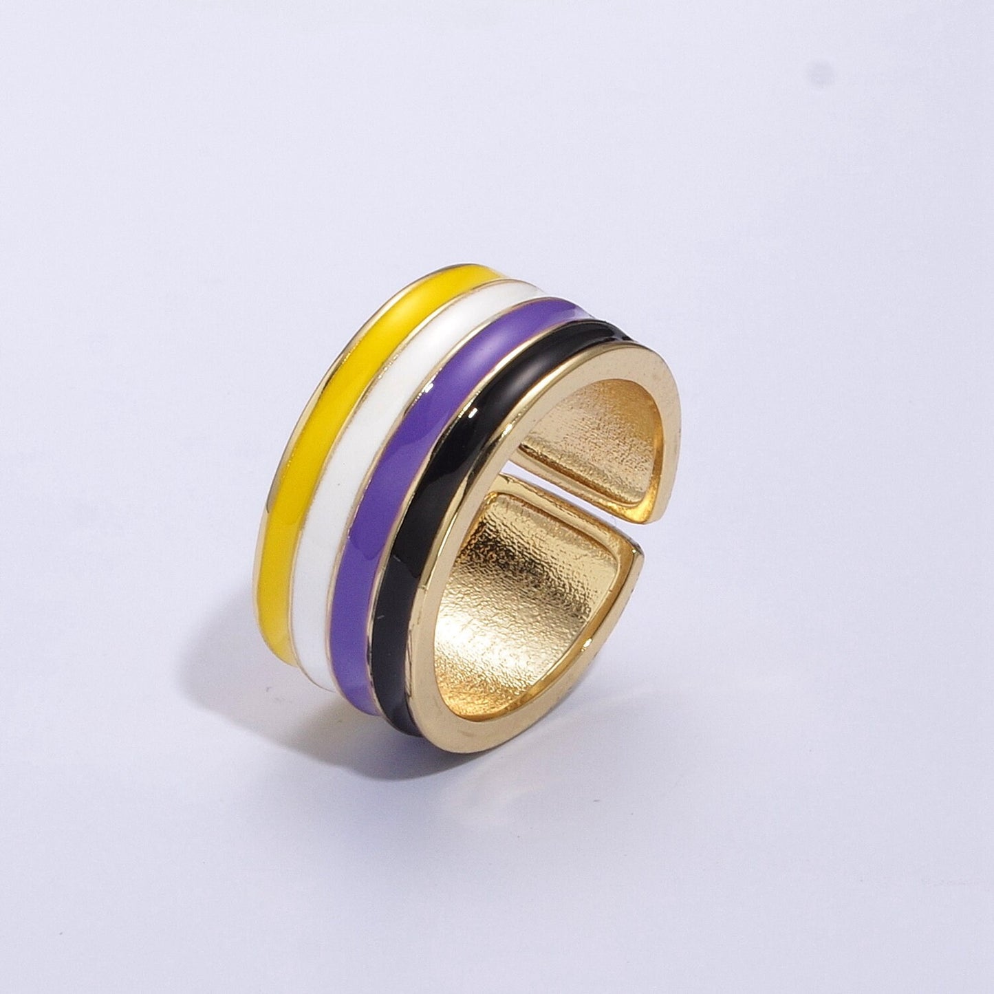 Rainbow LGBTQ Pride Ring for Men Women 24k gold Filled Rainbow Band Ring for Trans Gay Lesbian Pan Nonbinary Bisexual Genderfluid
