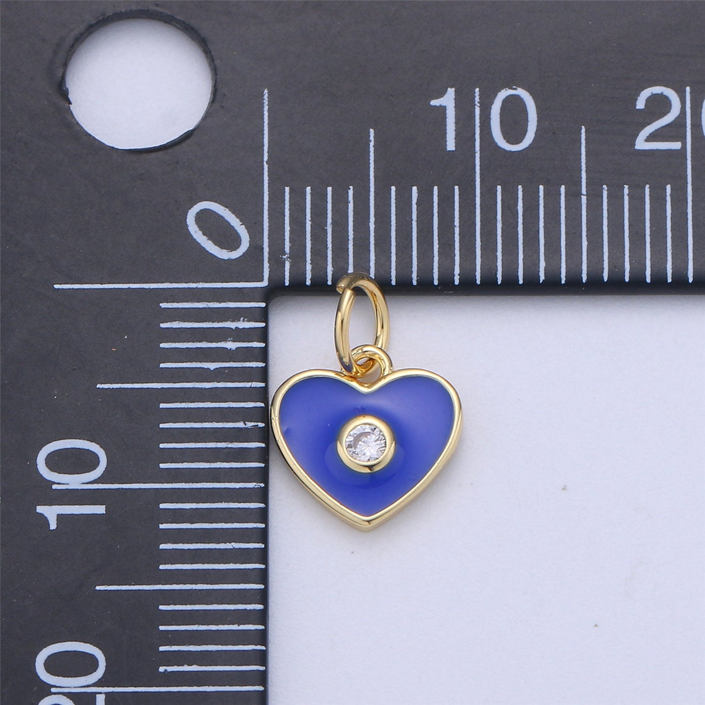 Mini GoldFill Pink White Blue Teal Red Enamel Heart Charm Pendant,CZ Micro for Necklace Bracelet Earring Charm Jewelry Making Supply C-612