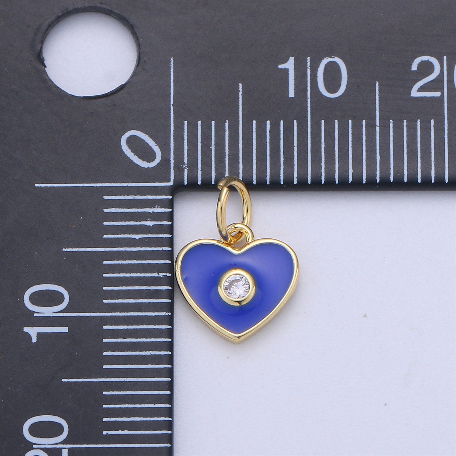 Mini GoldFill Pink White Blue Teal Red Enamel Heart Charm Pendant,CZ Micro for Necklace Bracelet Earring Charm Jewelry Making Supply C-612