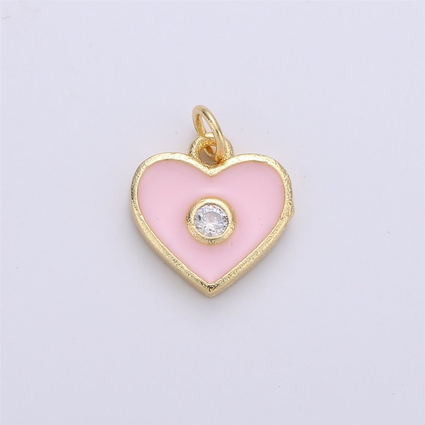 Mini GoldFill Pink White Blue Teal Red Enamel Heart Charm Pendant,CZ Micro for Necklace Bracelet Earring Charm Jewelry Making Supply C-612
