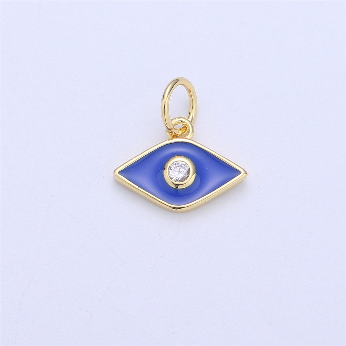 Mini Gold Filled Pink White Blue Teal Red Enamel Evil Eye Charm Pendant, CZ Micro Pave for Necklace Bracelet Earring Jewelry Making Supply