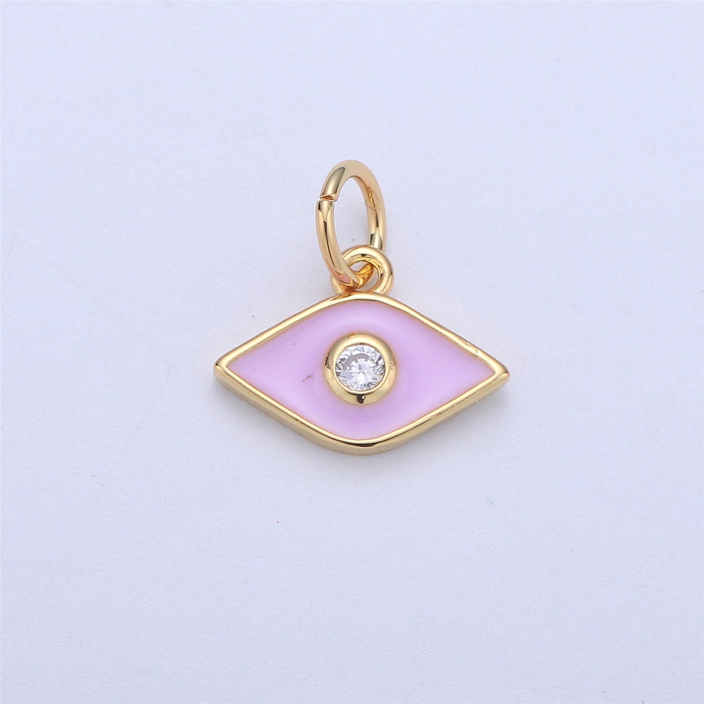 Mini Gold Filled Pink White Blue Teal Red Enamel Evil Eye Charm Pendant, CZ Micro Pave for Necklace Bracelet Earring Jewelry Making Supply