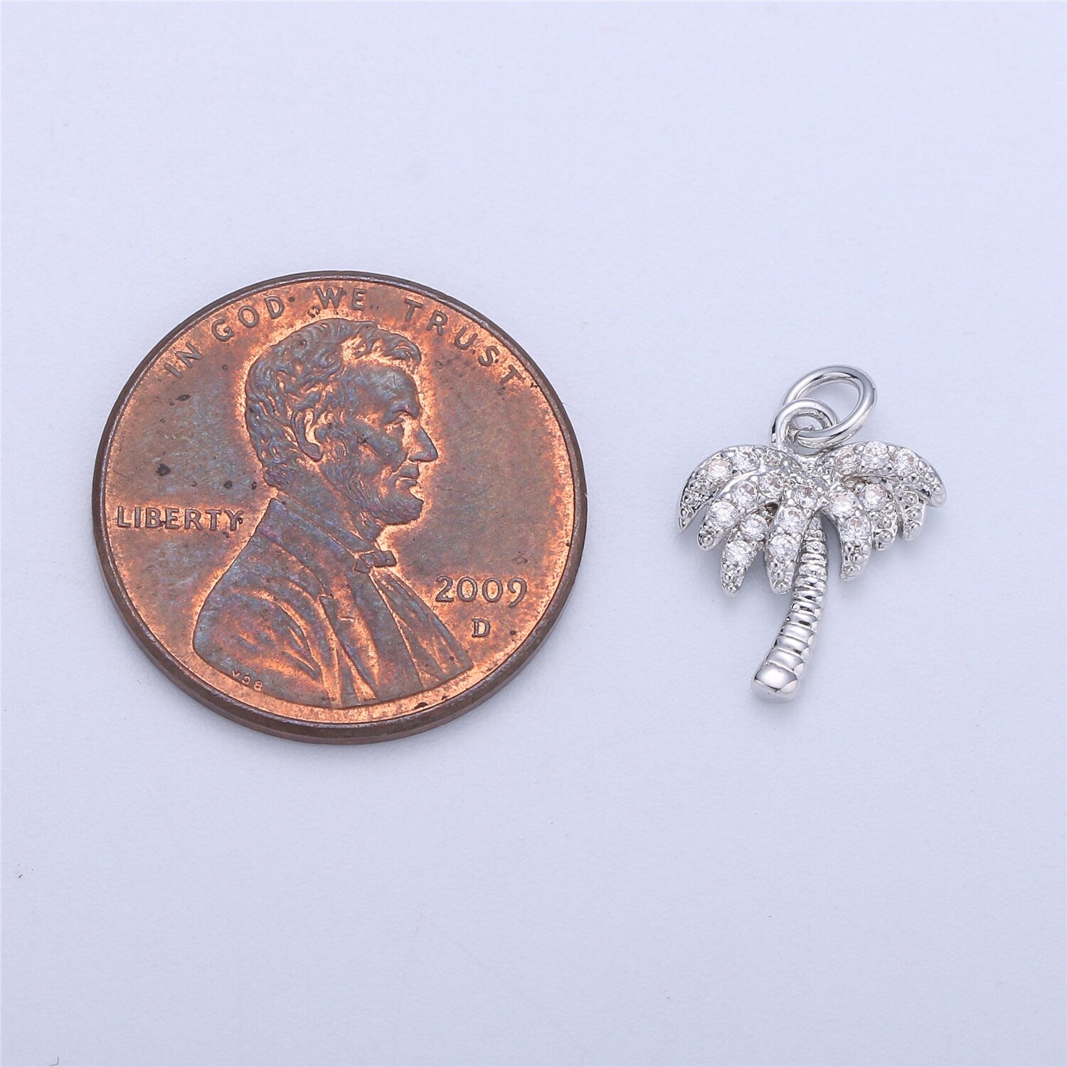Dainty Gold, Rose Gold, Black, Silver Palm Tree Charm Mini Tropical Tree Pendant, Micro Pave Cubic CZ Crystal Pendant Gold filled