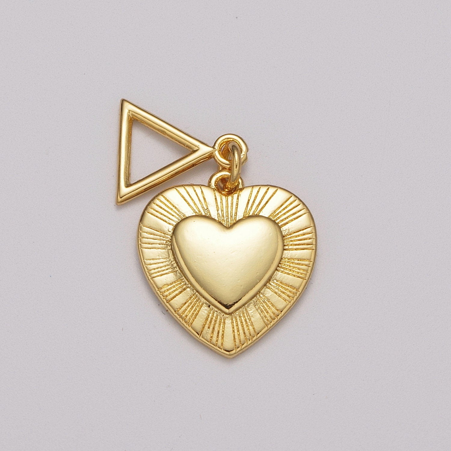 Gold Puffy Heart Charm, Gold Love Heart Charms For Bracelet Necklace Earing Triangle Bail Jewelry Making Supplies M-889