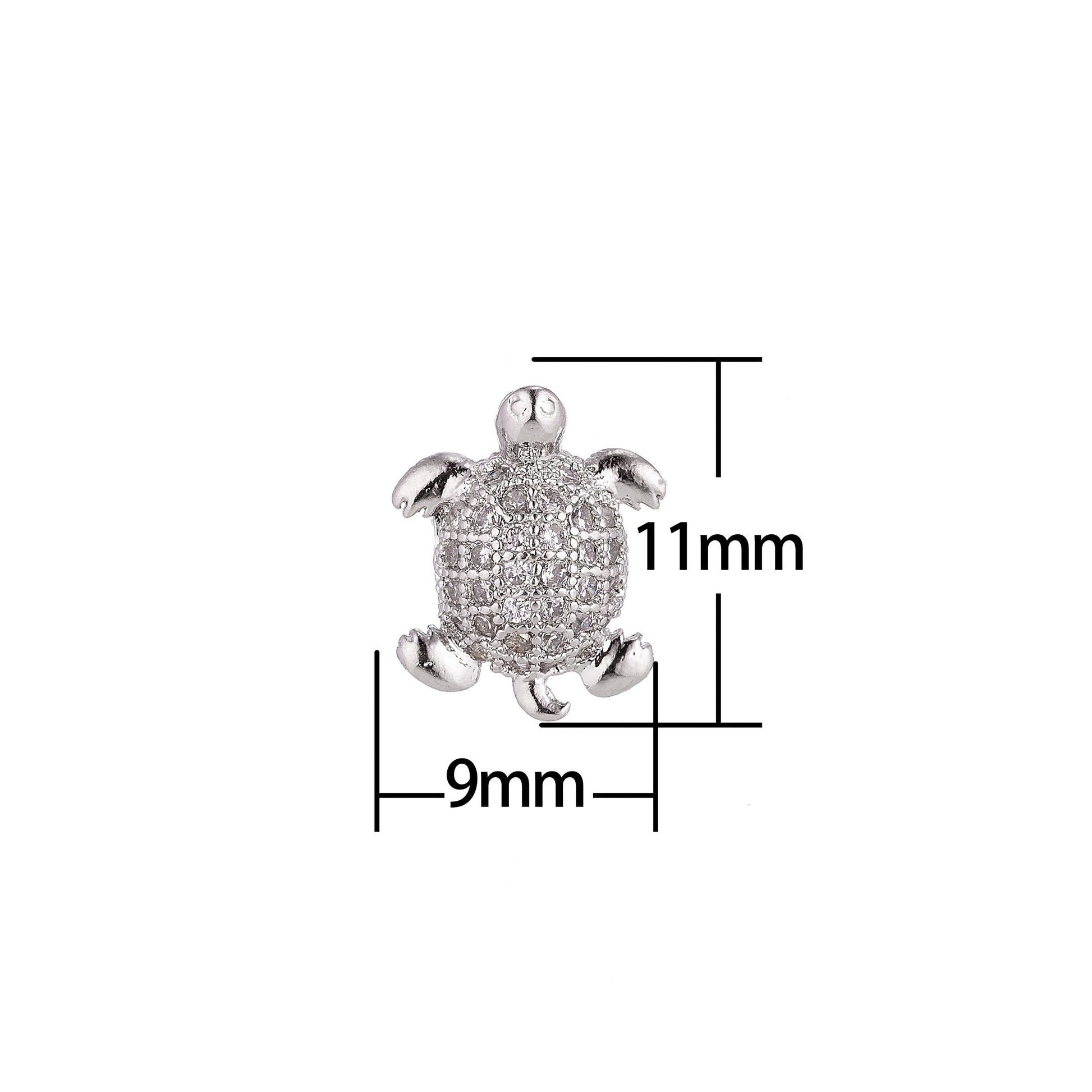 1 pc Tortoise Gold,White Gold,Black Micro Pave Bead, Cubic Zirconia Turtle Connector, Dainty Gold Filled Charm for DIY Jewelry, B-30