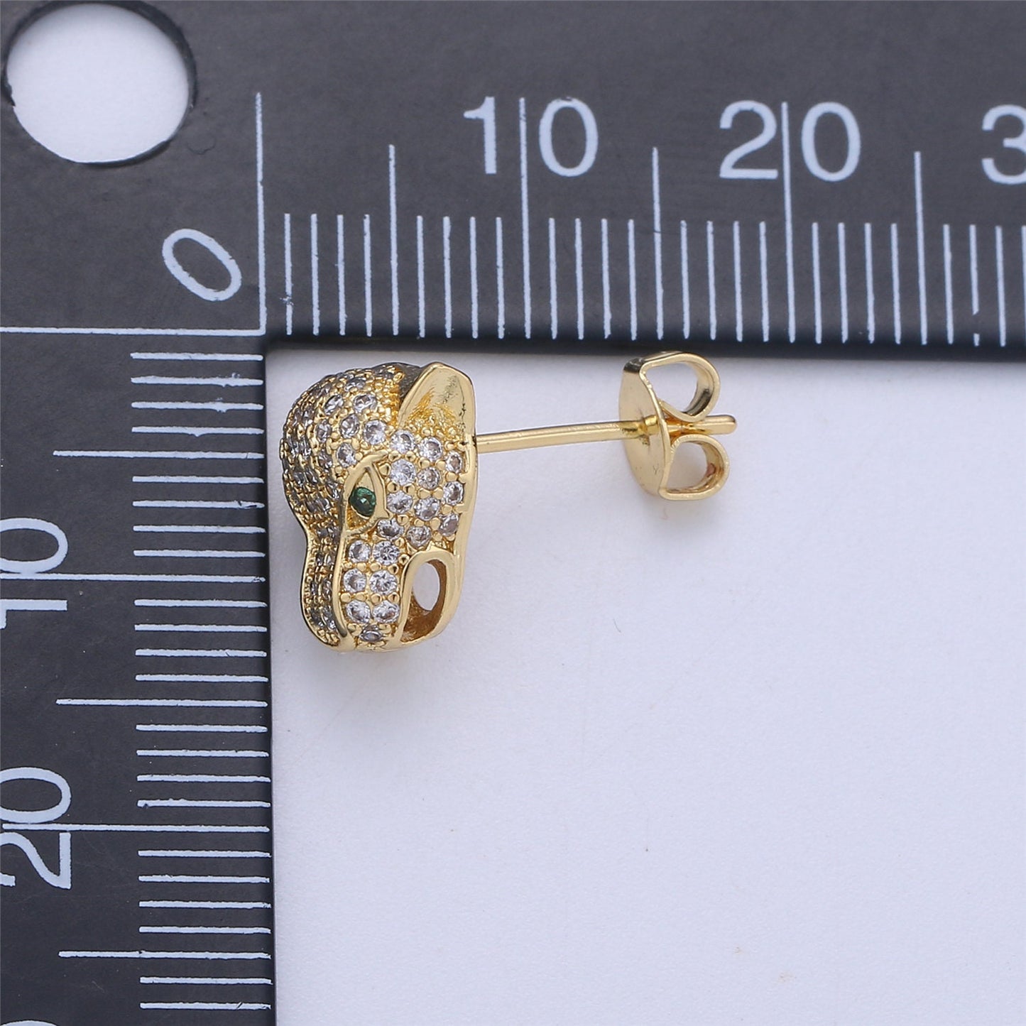 Gold Panther Stud Earrings With Micro Pave CZ Cubic Zirconia Animal Statement Jewelry Gift idea for woman