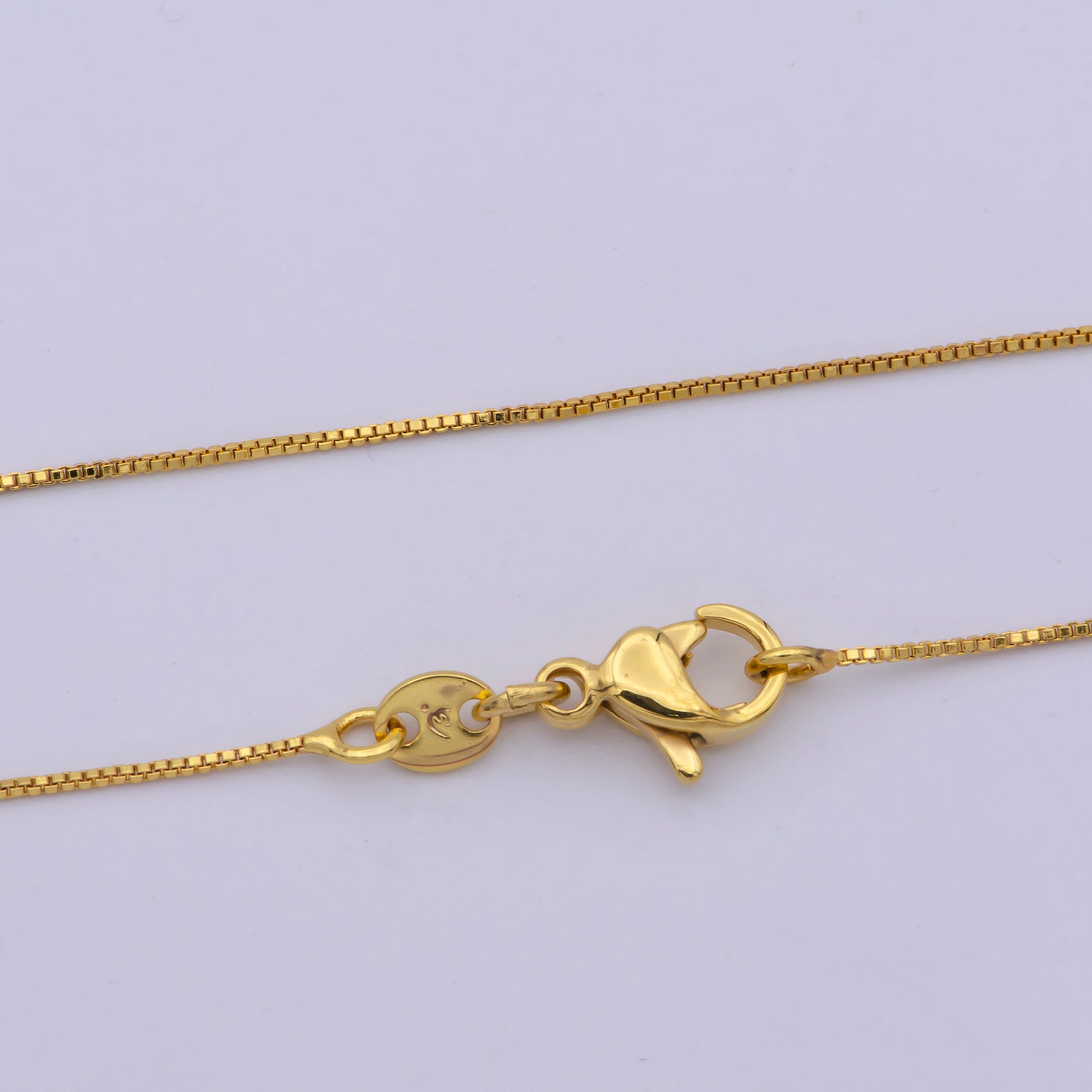 1pc 17.9'' ready to wear Gold Square Box Chain Necklace, Layering Dainty Box Chain For Jewelry Making with Pendant Charm , WA-417