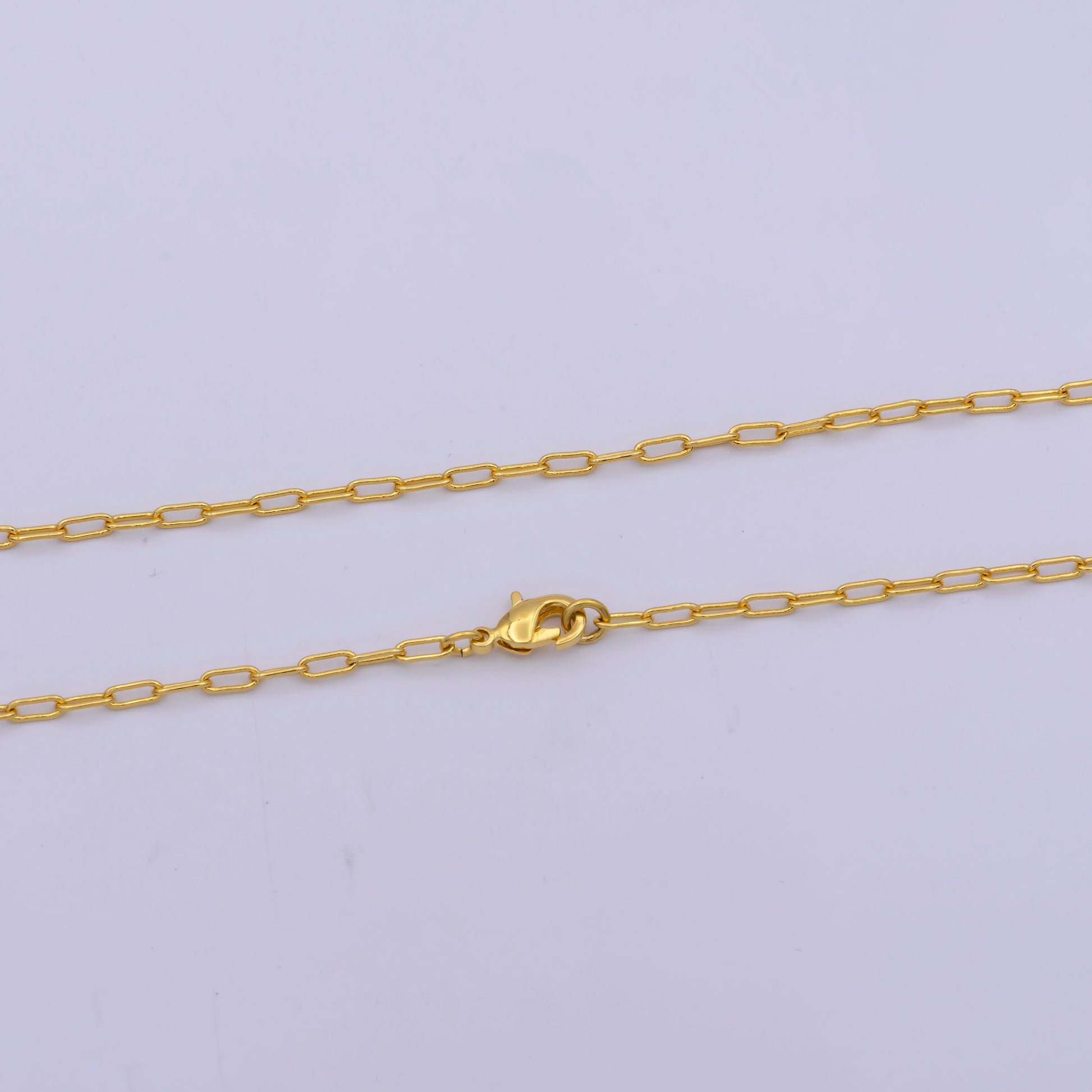 1pc 17.7'' Ready to Use Gold Thin Rolo Necklace Chain, Small paperclip Chain Dainty Necklace, For Pendant Charm Necklace, WA-422