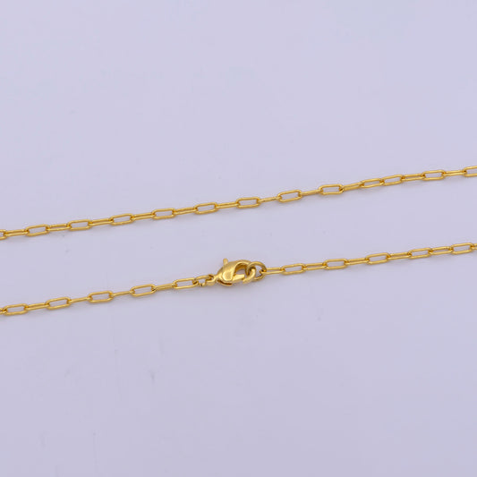 1pc 17.7'' Ready to Use Gold Thin Rolo Necklace Chain, Small paperclip Chain Dainty Necklace, For Pendant Charm Necklace, WA-422