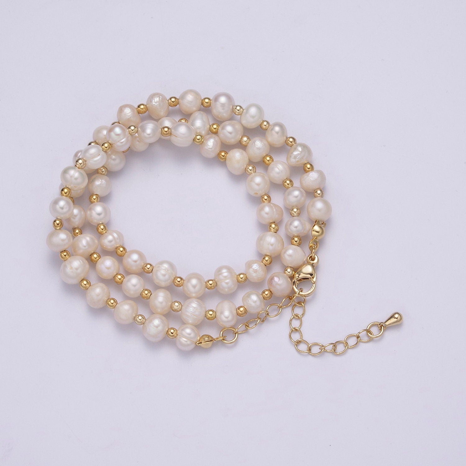 1pc Fresh Warter Pearl Choker Necklace, Black, White,Peach Baroque Pearl Necklace 17"+ 2 inch extender Necklace Beaded Gold Clasp WA 458