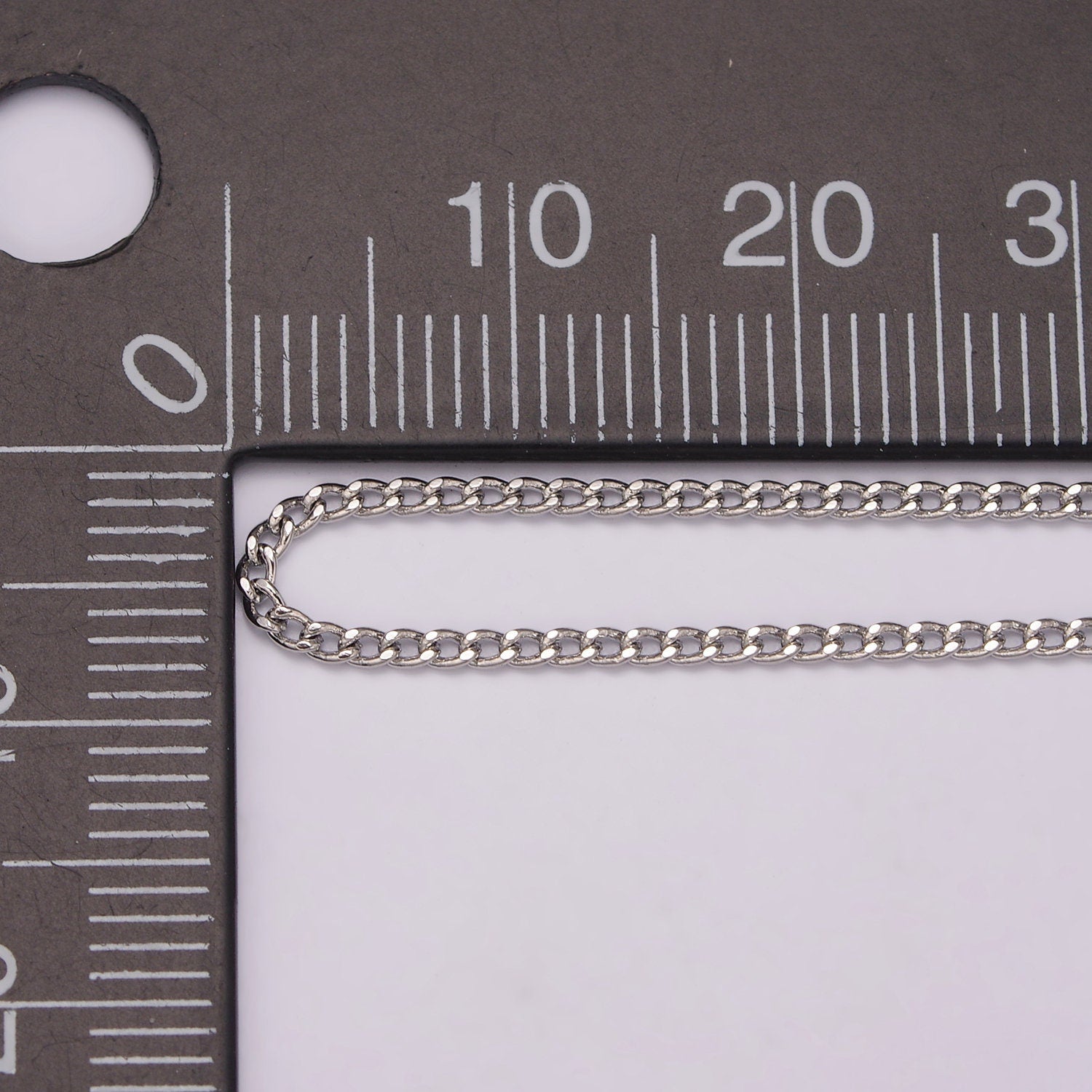 1pc 17.5'' Ready to Use White Gold Cuban Curb Rolo Necklace Chain, Layer Chain Dainty Necklace, For Pendant Charm Necklace wa-435