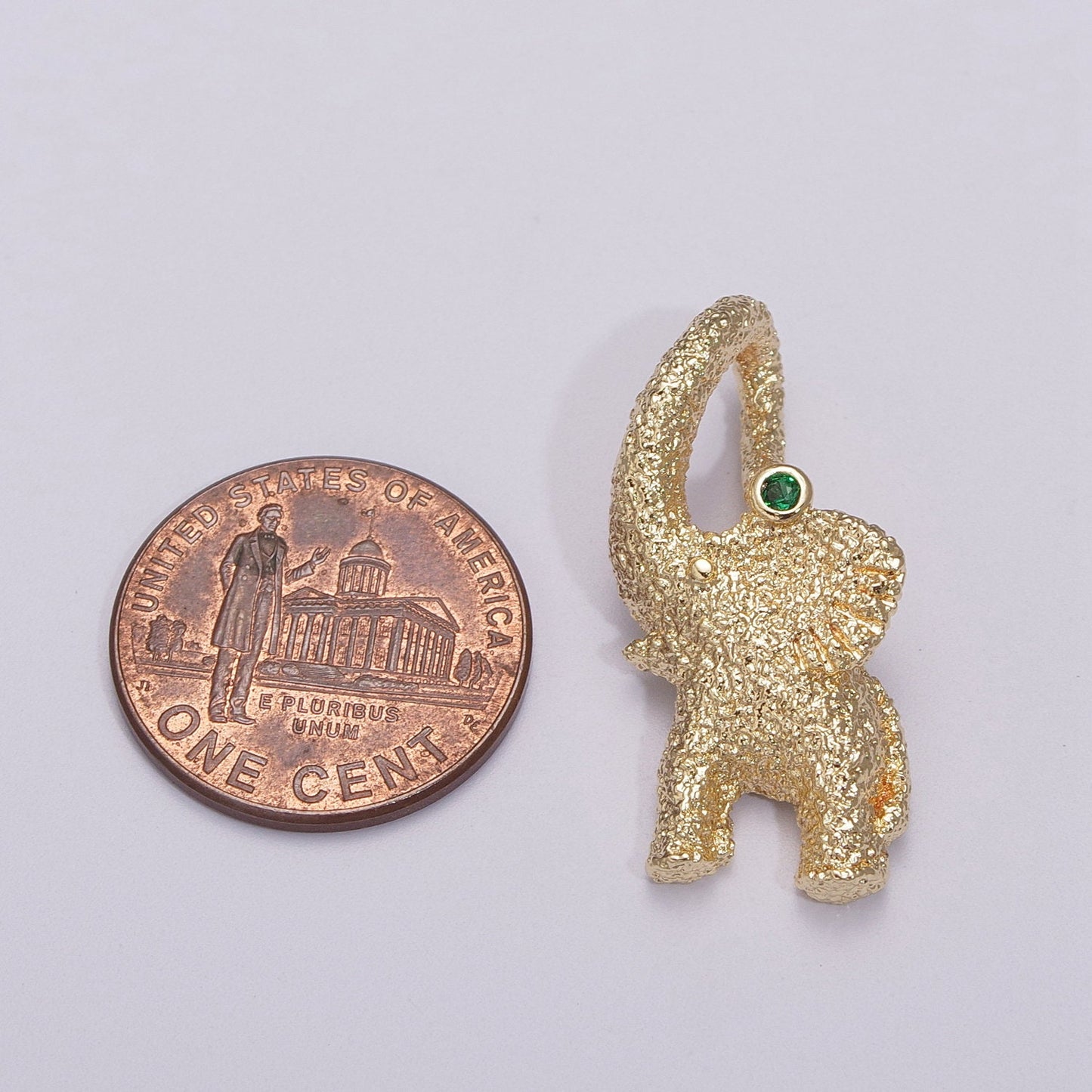 Gold Filled Circus Elephant Pendant Charm, Green CZ Pendant Charm Wild Animal Charm Safari Pendant, For DIY Jewelry Making E-609, E-610