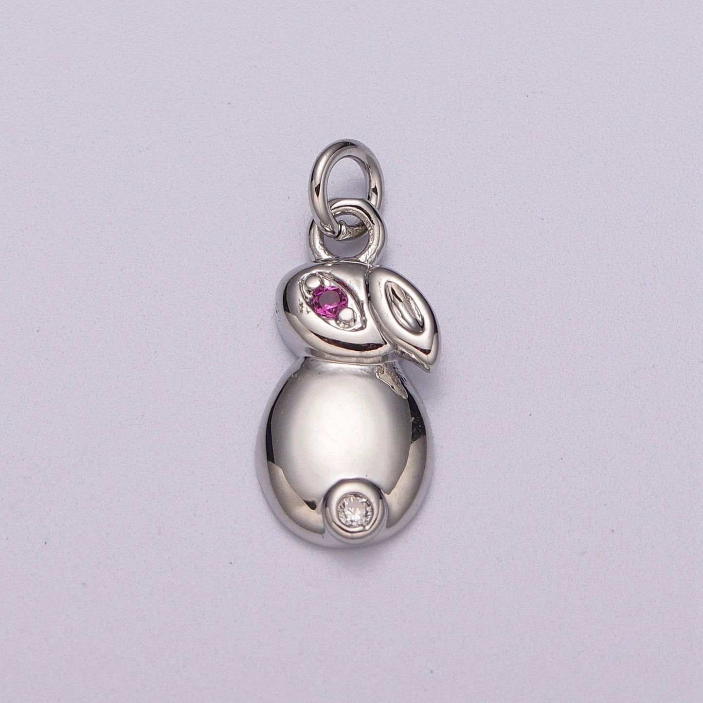 Gold Filled CZ Dainty Bunny Charm, White goldfilled Rabbit Pendant, Rabbit Charm for braceletn necklace, earring DIY Craft, M-902, M-903