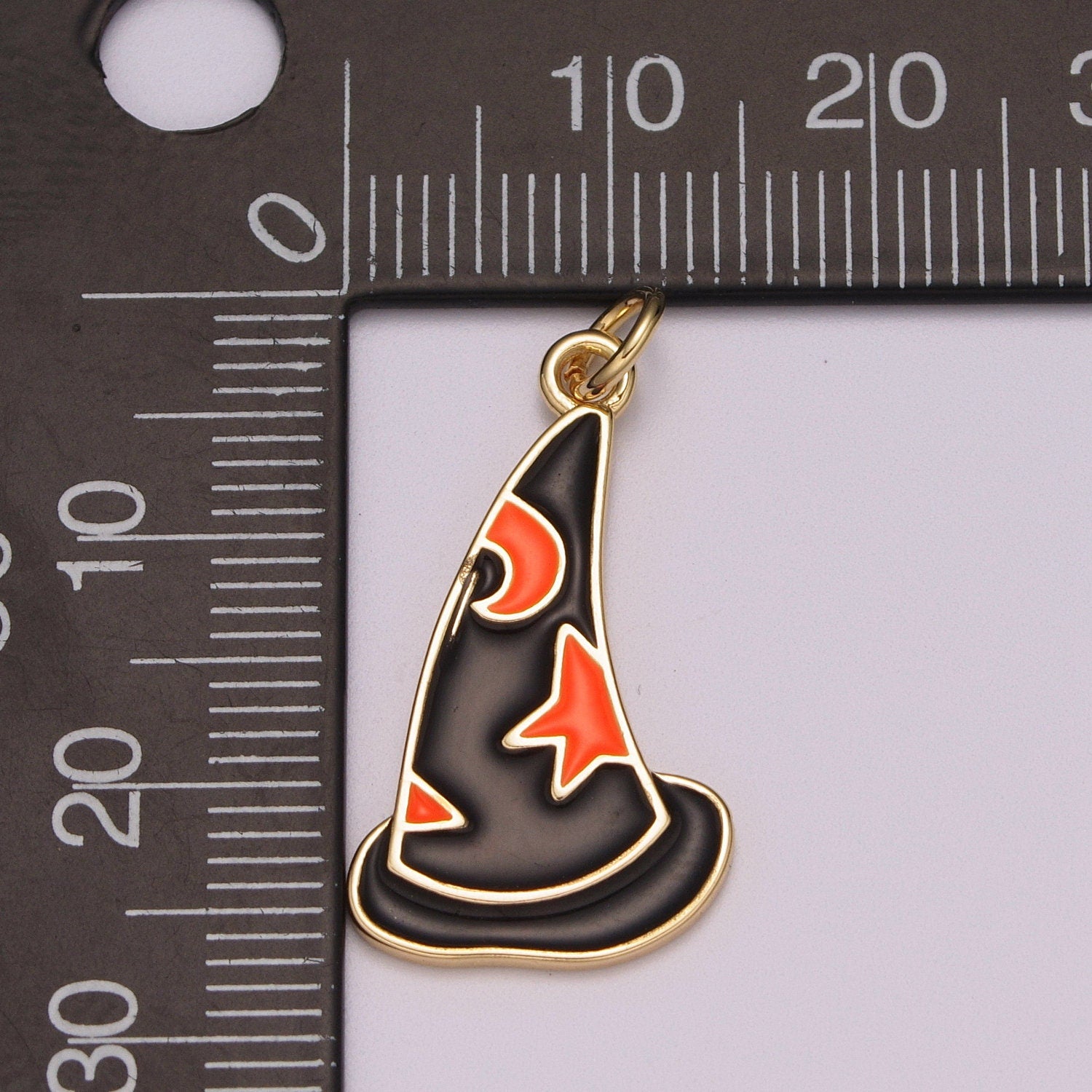 Black Witch Hat Charm Enamel Halloween sorcerers hat Pendant Halloween Jewelry Inspired for Necklace Bracelet Earring Supply