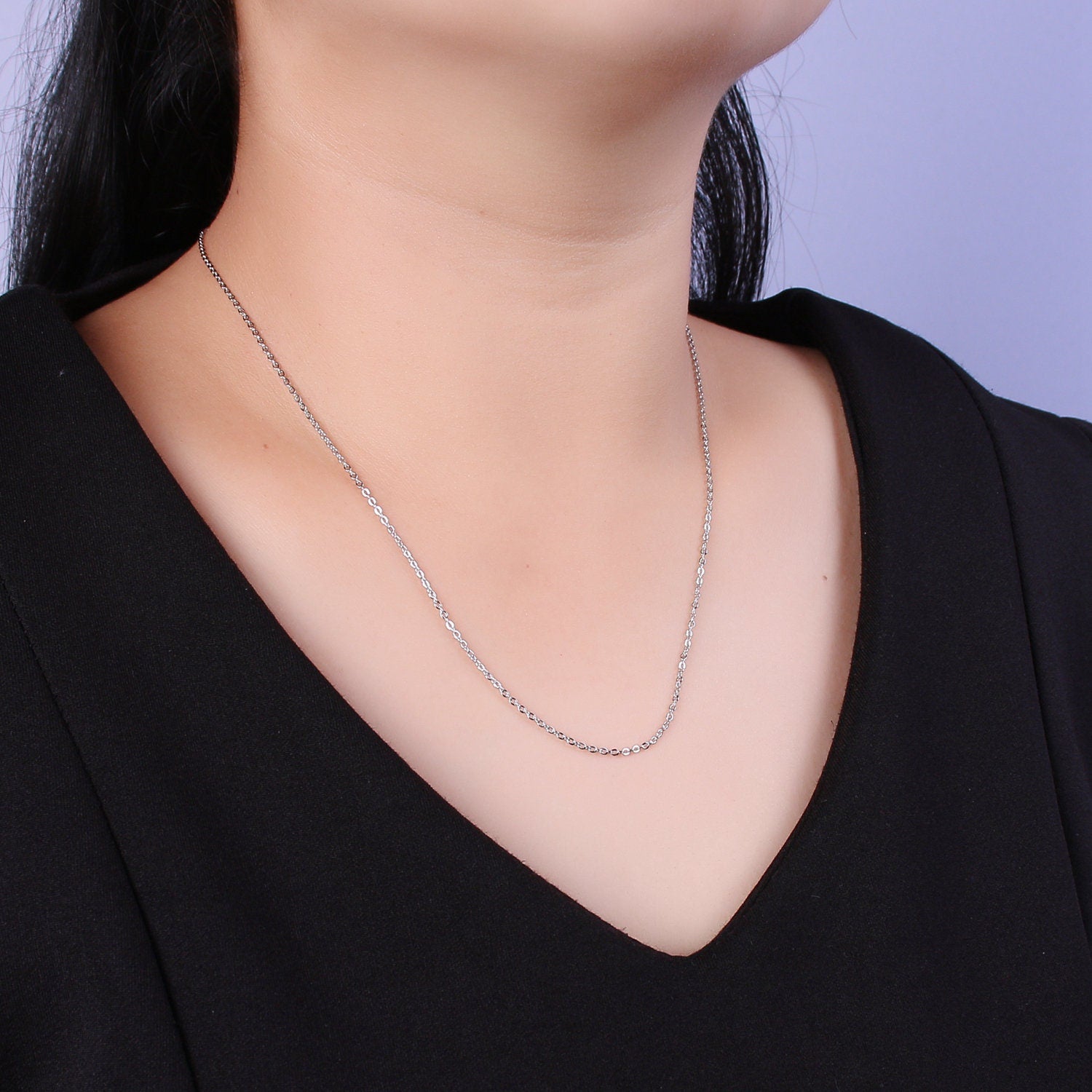 1pc 17.7''+ 2" ext. Ready to Use Gold Rolo Necklace Chain,Layering Box Rolo Chain Dainty Necklace, For Necklace Making | WA-444, WA-445