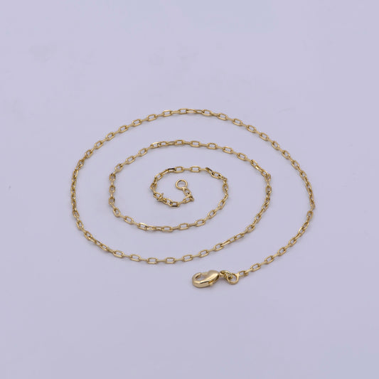1pc 17.2'' Ready to Use Gold Thin Cable Necklace Chain, Small paperclip Chain Dainty Necklace, For Pendant Charm Necklace, WA-466
