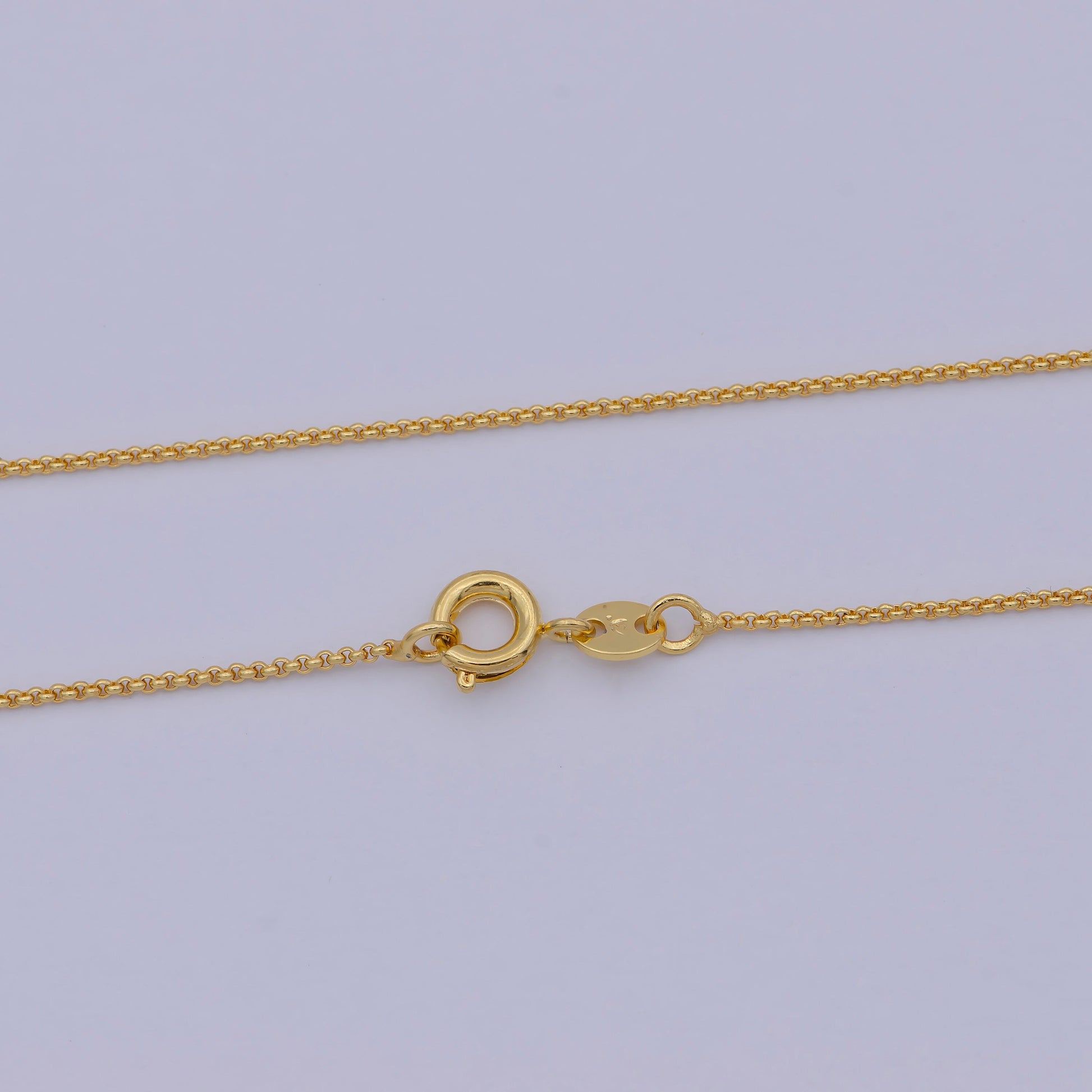 1pc 17.7'' Ready to Use Gold Thin Rolo Necklace Chain, Small Round Rolo Chain Dainty Necklace, For Pendant Charm Necklace, WA-473