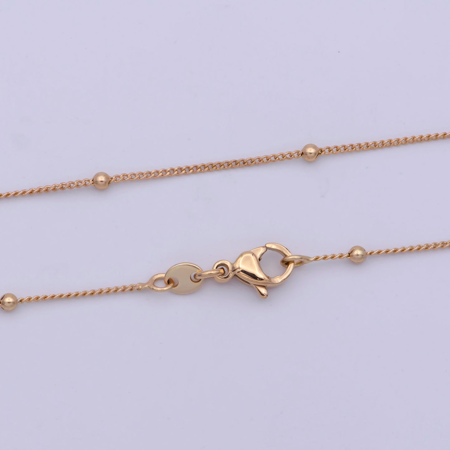 1pc 17.7" Ready to Use Gold twist Cuban Curb Necklace Chain, Ball beads sequence Curb Chain Necklace, Lobster Clasp, Width is 0.8mm,WA-477