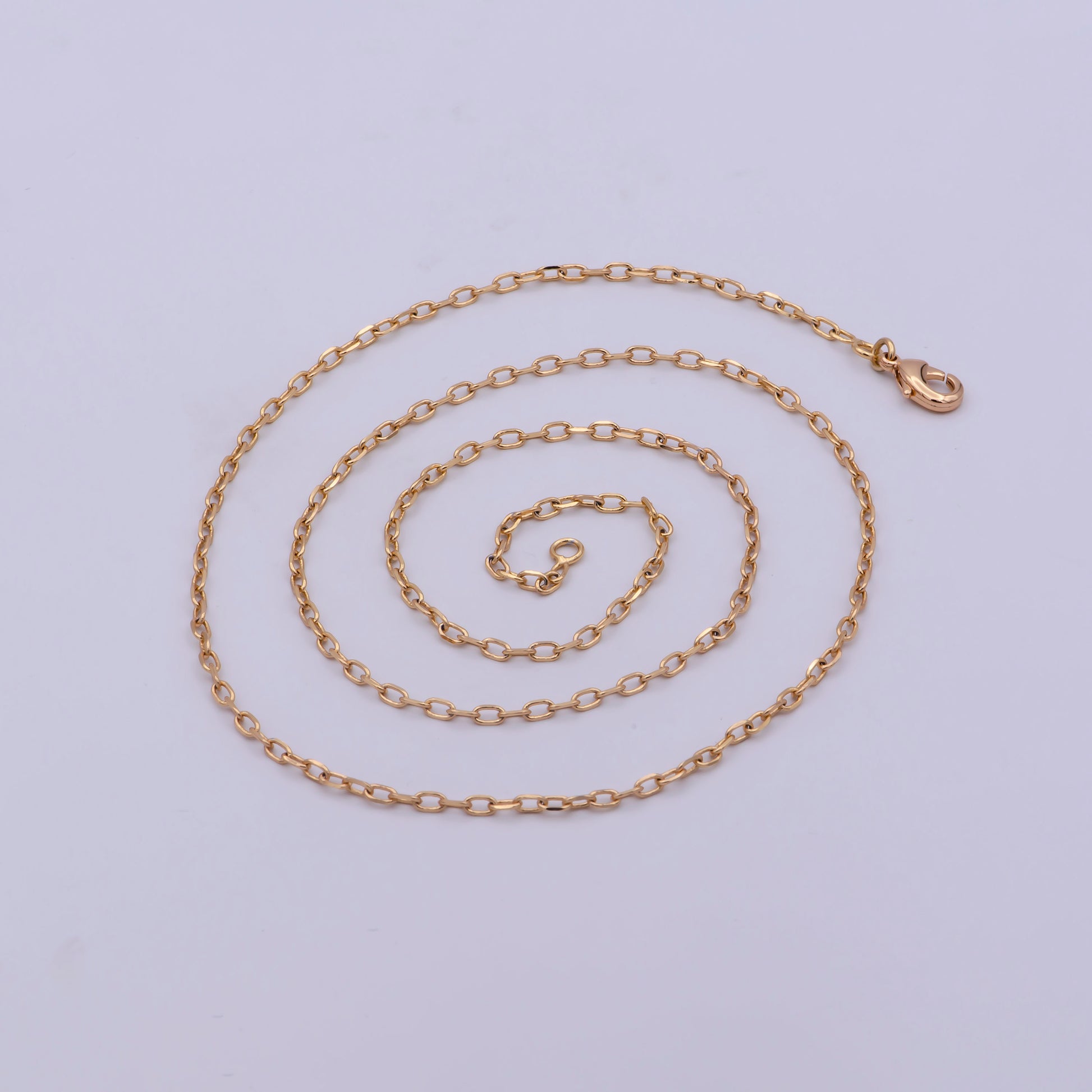 1pc 19.4'' Ready to Use Gold Chiseled Cable Necklace Chain, Small Oval Chain Dainty Necklace, For Pendant Charm Necklace, WA-483