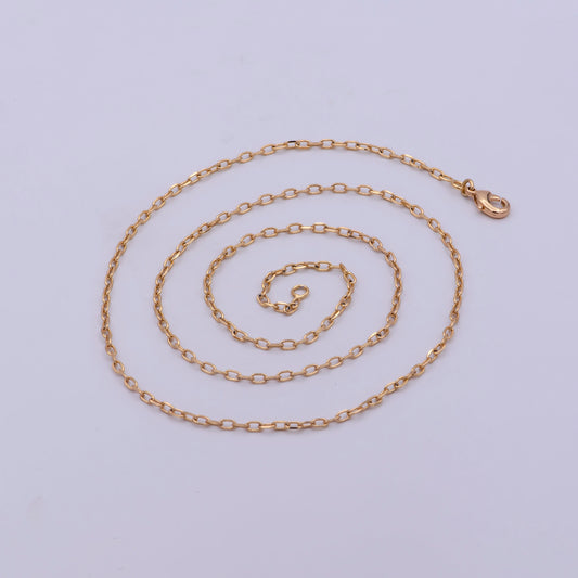 1pc 19.4'' Ready to Use Gold Chiseled Cable Necklace Chain, Small Oval Chain Dainty Necklace, For Pendant Charm Necklace, WA-483