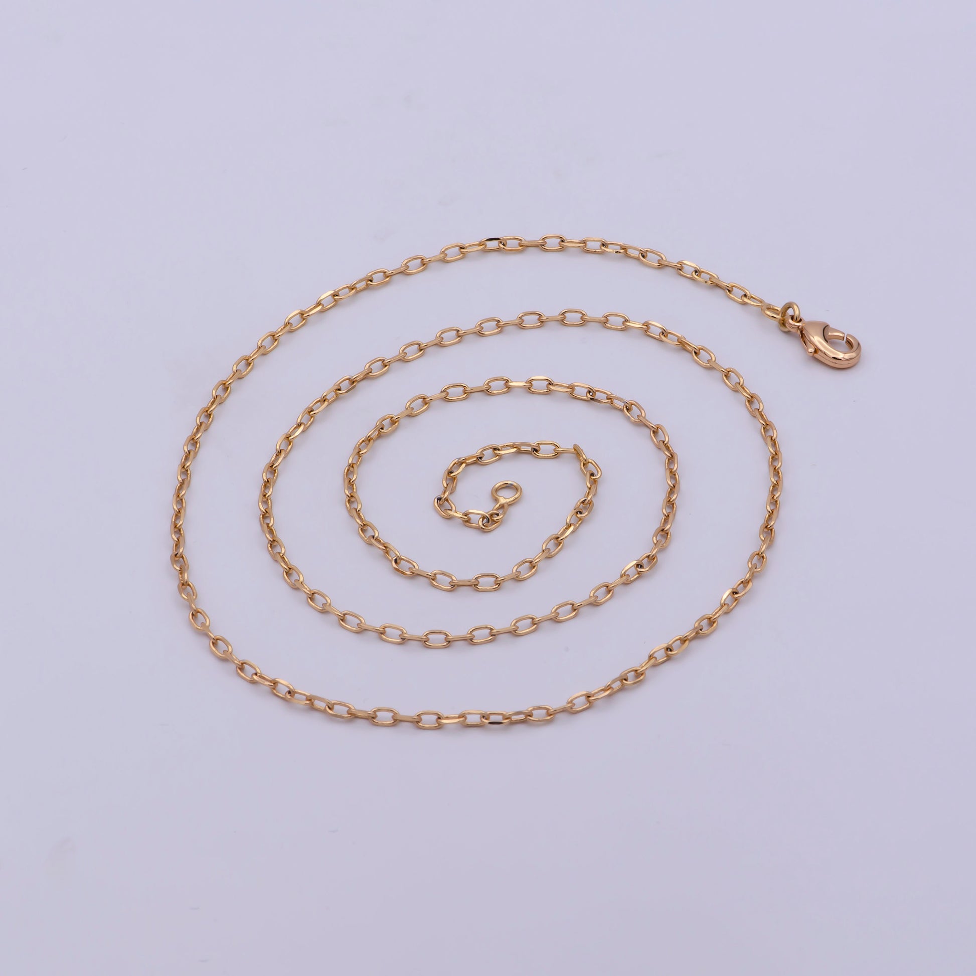 1pc 17.2'' Ready to Use Gold Chiseled Cable Necklace Chain, Small Oval Chain Dainty Necklace, For Pendant Charm Necklace, WA-481