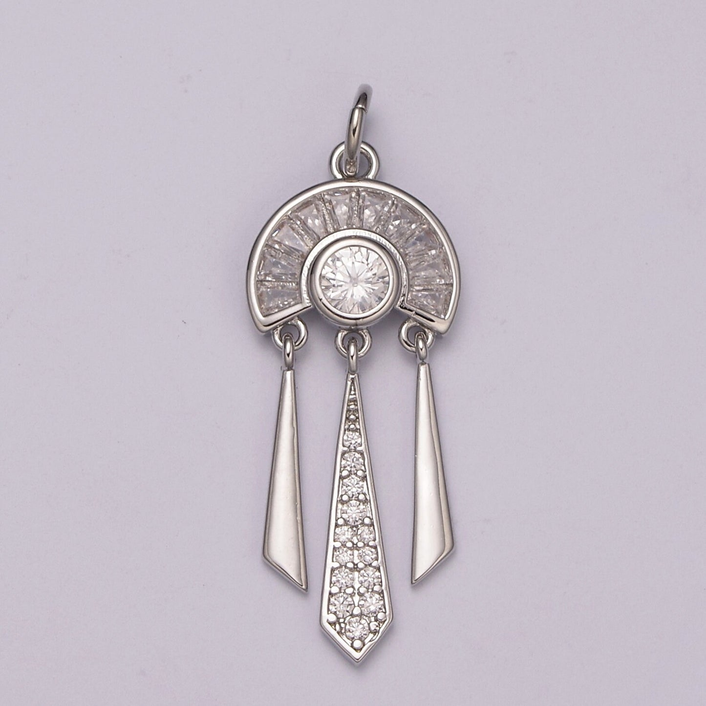 Dangle Gold Cz Charm for Necklace Earring Component Silver Rainbow Micro Pave