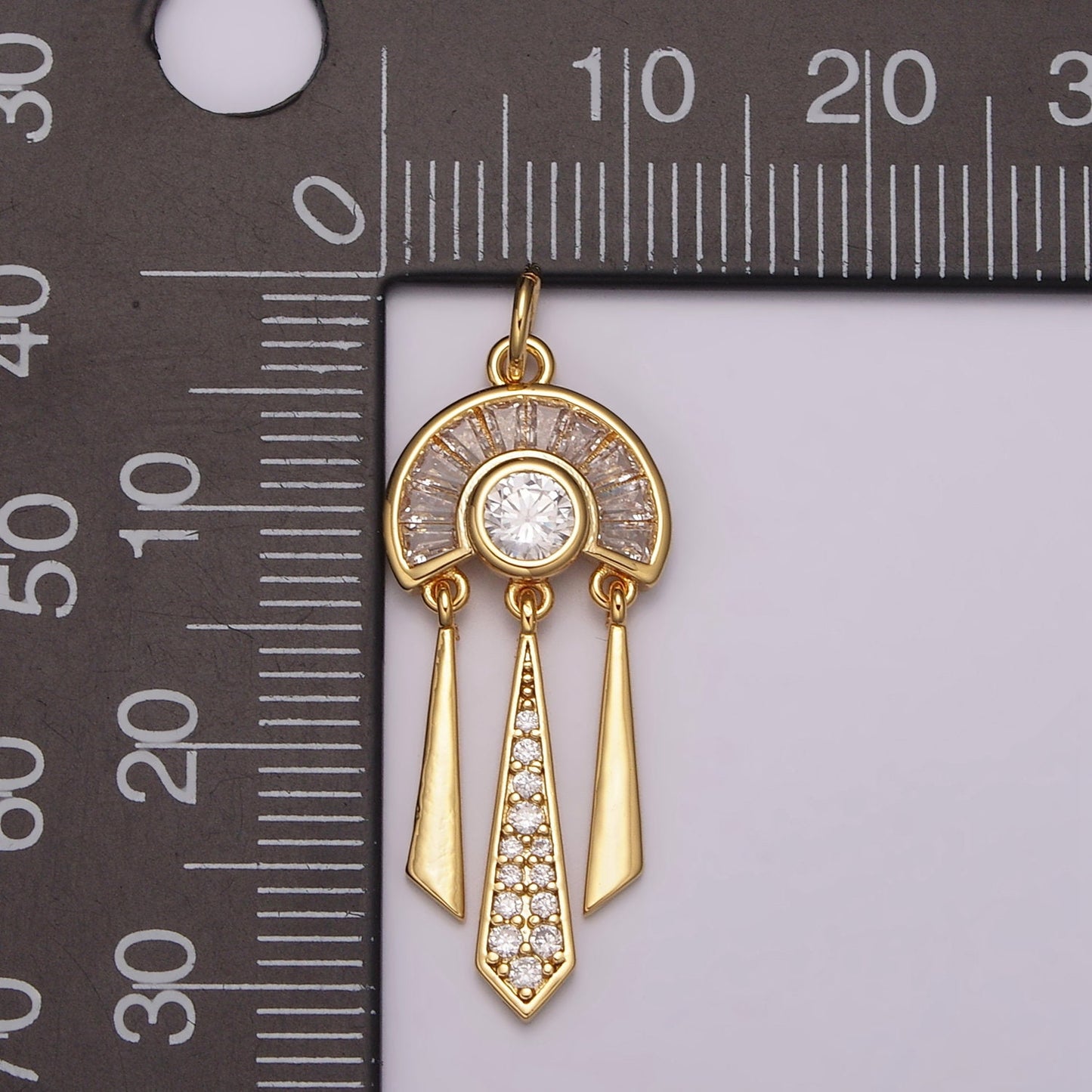 Dangle Gold Cz Charm for Necklace Earring Component Silver Rainbow Micro Pave