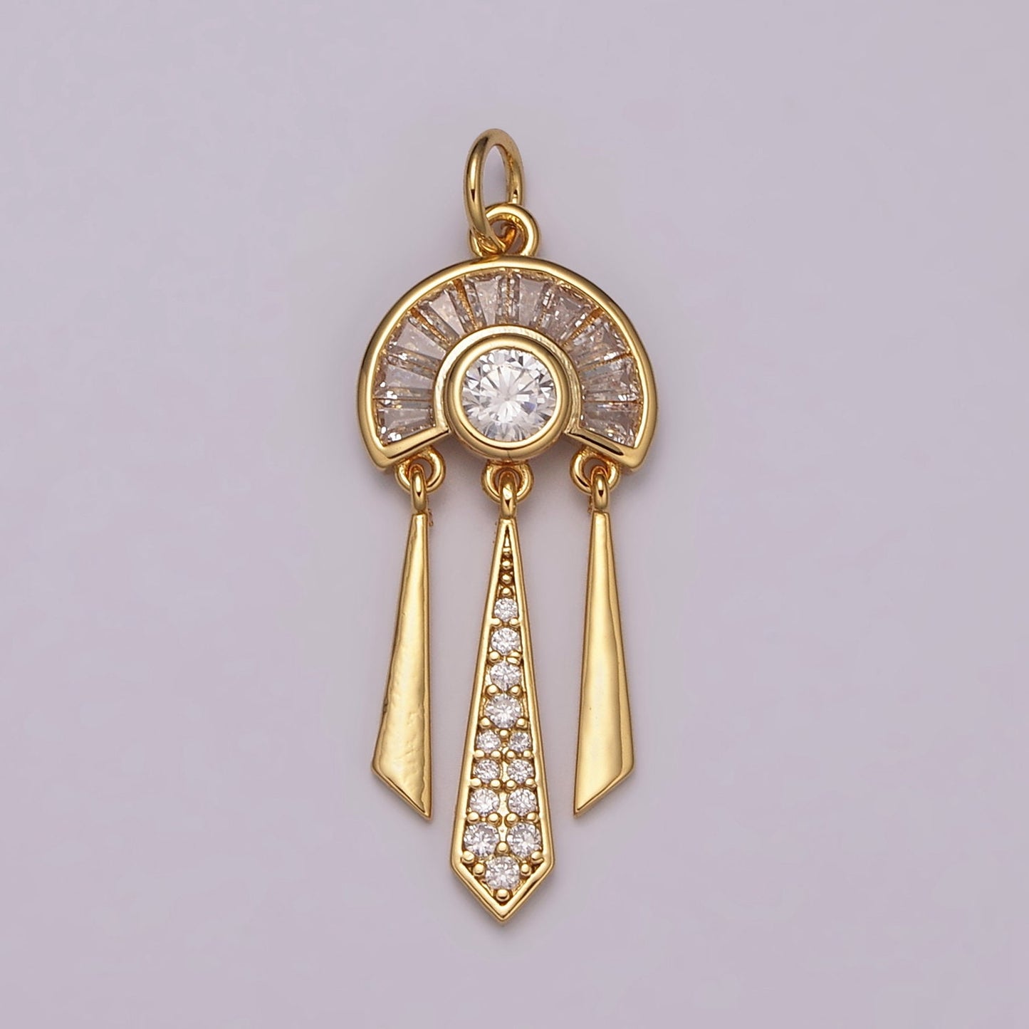 Dangle Gold Cz Charm for Necklace Earring Component Silver Rainbow Micro Pave