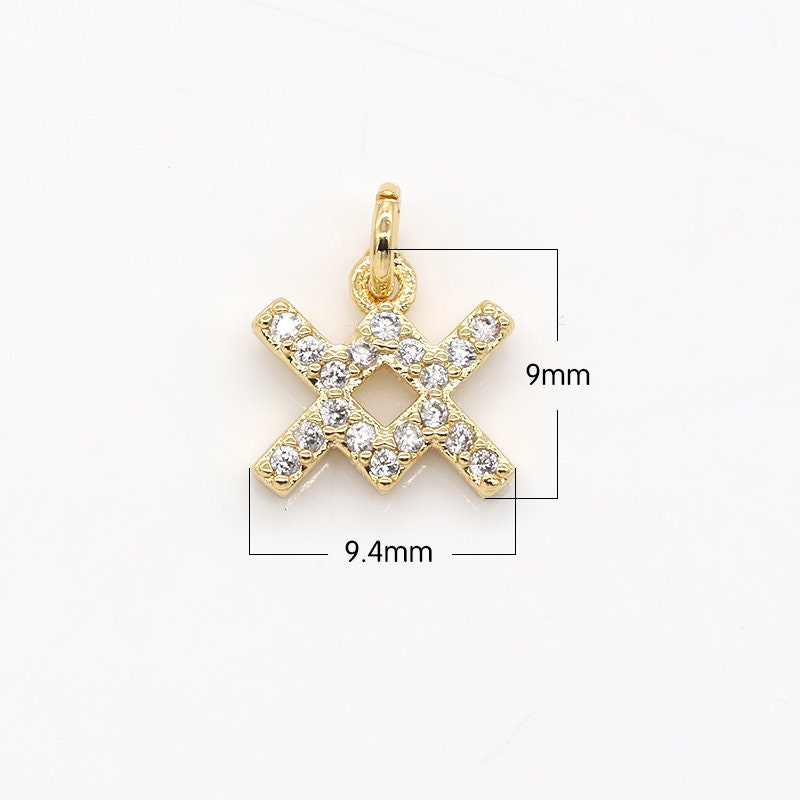 Add on Small Cz Zodiac Charms- Gold Filled over Brass Astrological Zodiac Signs Symbols, Birthday Personalized Horoscope Charm A-1313