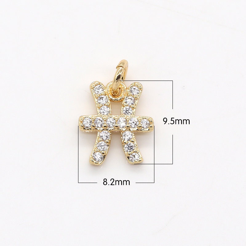 Add on Small Cz Zodiac Charms- Gold Filled over Brass Astrological Zodiac Signs Symbols, Birthday Personalized Horoscope Charm A-1313