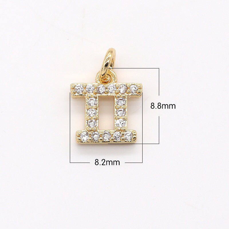 Add on Small Cz Zodiac Charms- Gold Filled over Brass Astrological Zodiac Signs Symbols, Birthday Personalized Horoscope Charm A-1313