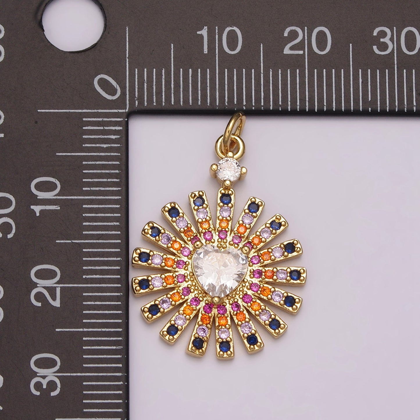Mini Gold Sun Burst Charm Sun Rays Celestial Charm Sunburst Cz for Necklace Earring Bracelet Component N-178
