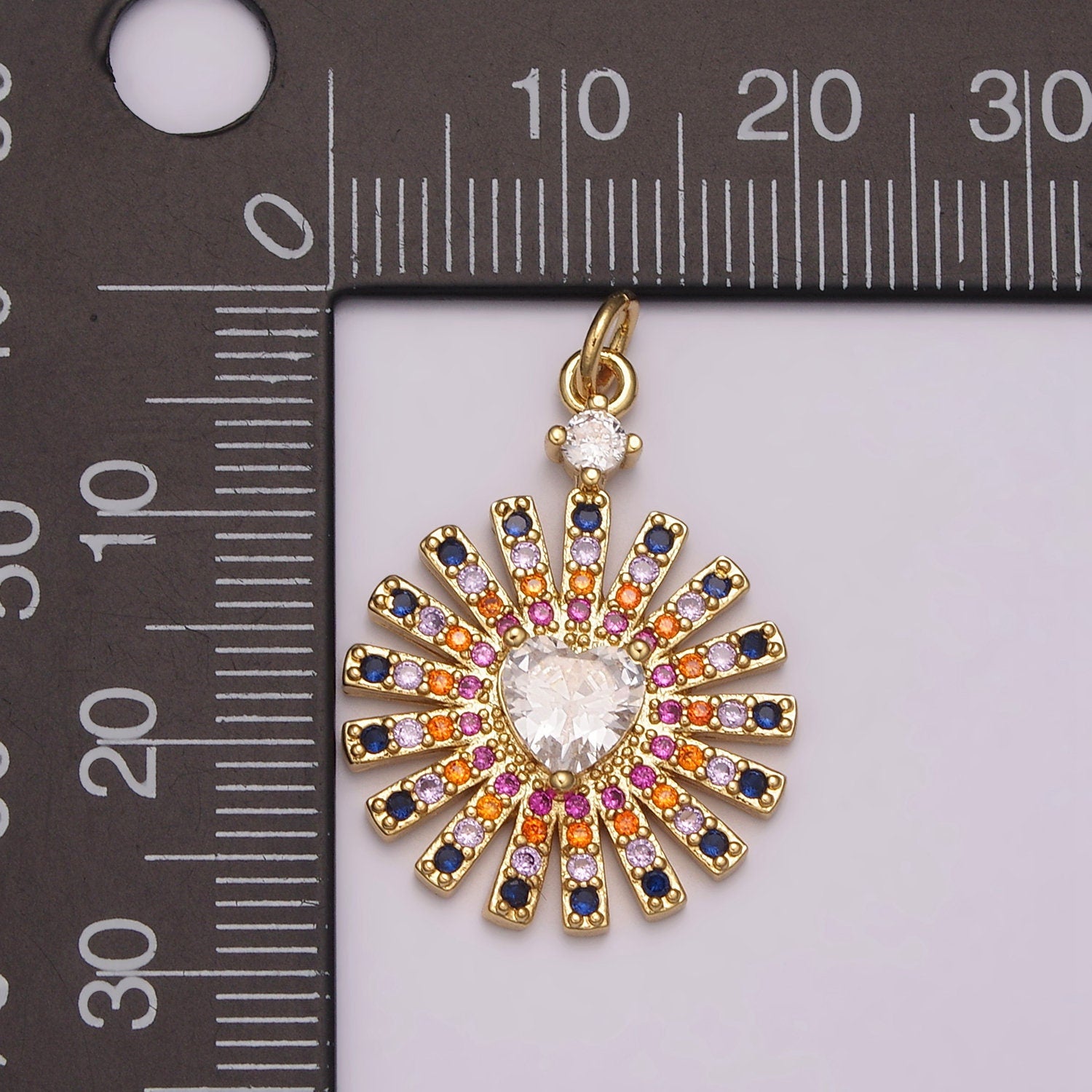 Mini Gold Sun Burst Charm Sun Rays Celestial Charm Sunburst Cz for Necklace Earring Bracelet Component N-178