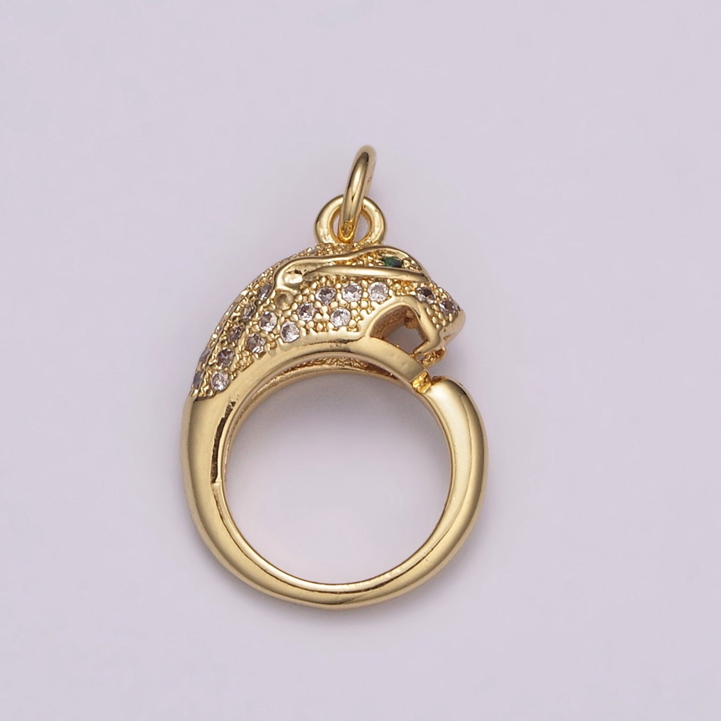 Gold Leopard Charm Ring, Panther Pendant For Women, Micro Pave Leopard Jaguar Animal Charm for Necklace Bracelet Earring