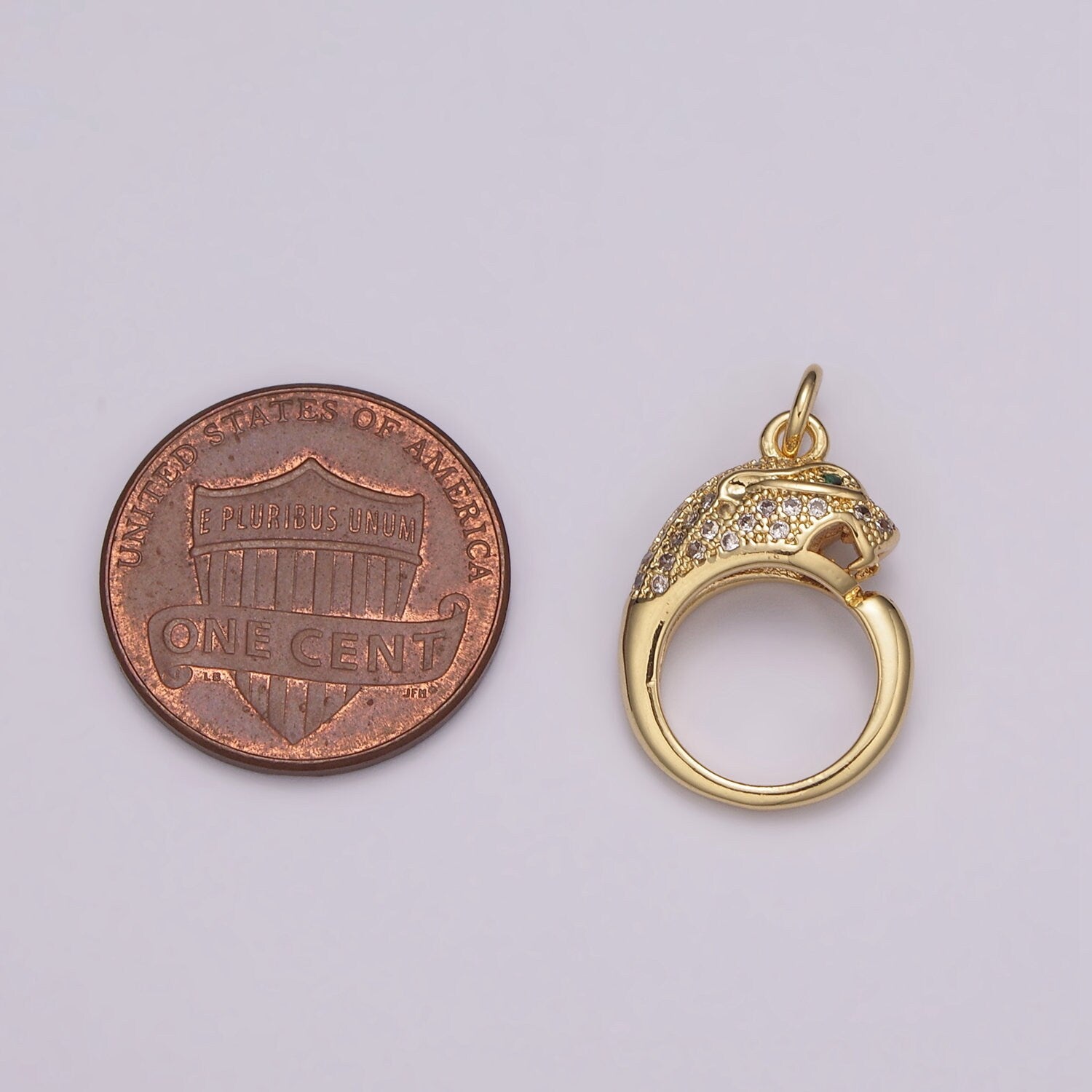 Gold Leopard Charm Ring, Panther Pendant For Women, Micro Pave Leopard Jaguar Animal Charm for Necklace Bracelet Earring