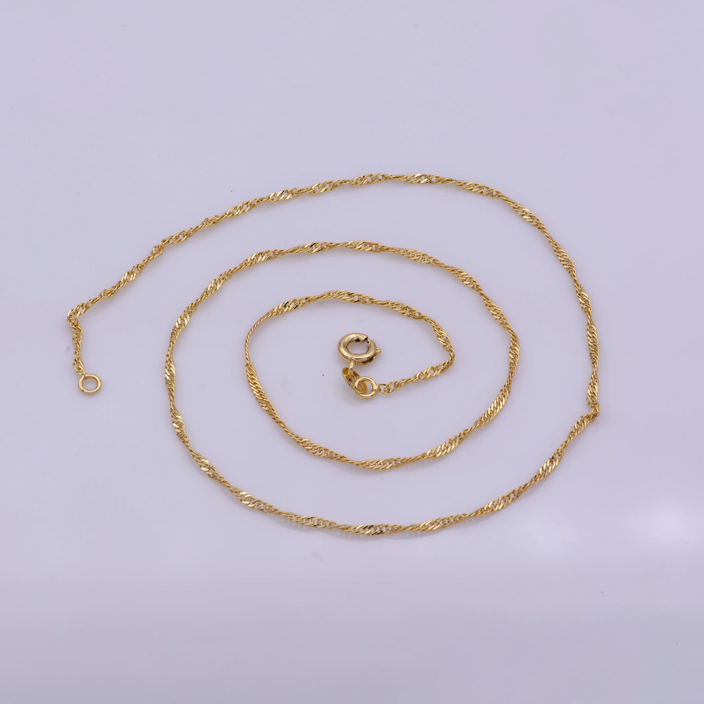 1pc 17.5'' Ready to Use Gold Singapore Necklace Chain,Layering Spiral Chain Dainty Necklace,Perfect for Pendant Necklace, WA-373