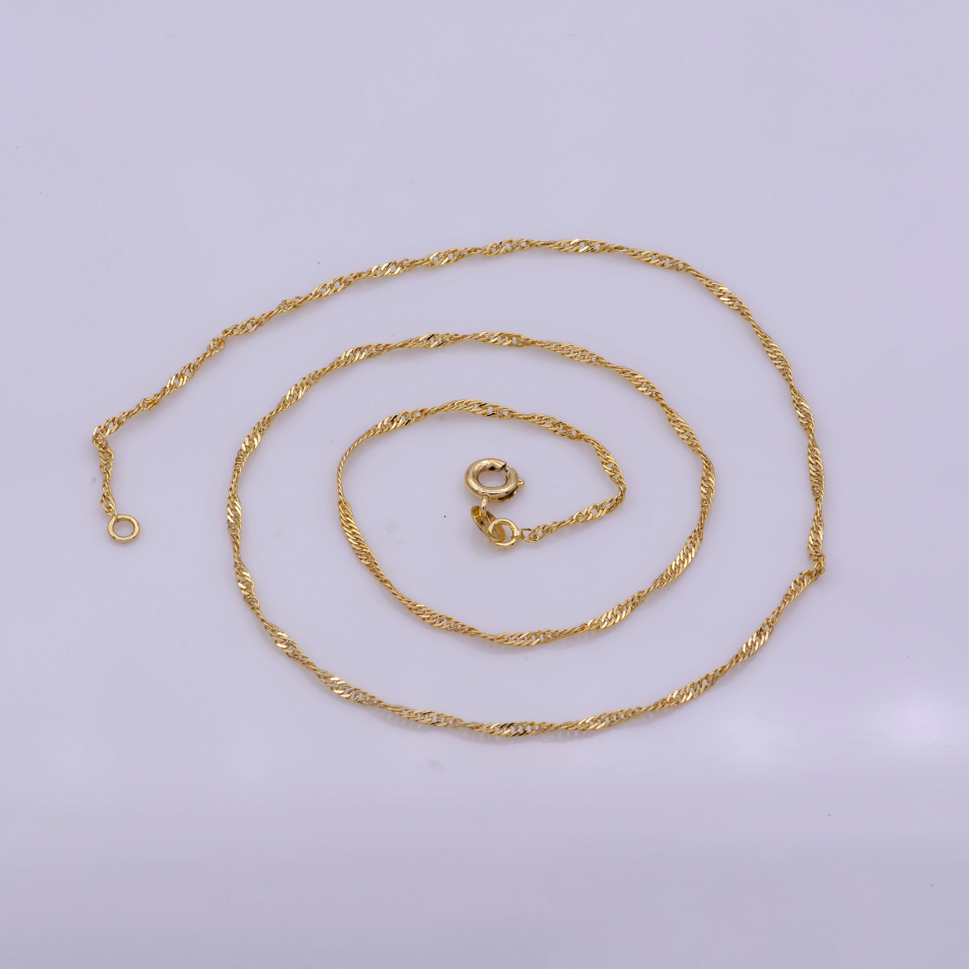 1pc 17.5'' Ready to Use Gold Singapore Necklace Chain,Layering Spiral Chain Dainty Necklace,Perfect for Pendant Necklace, WA-373