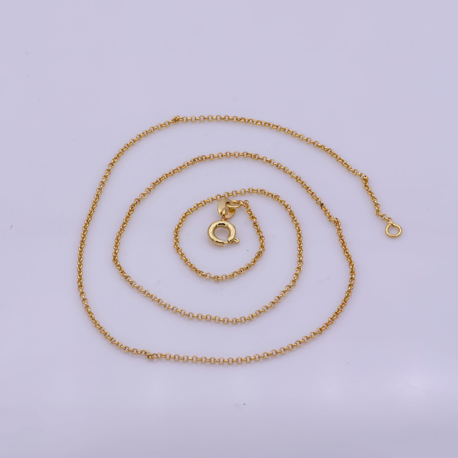 1pc 17.5' Ready to Use Gold Rolo Necklace Chain, Layering Rolo Chain Dainty Necklace, For Pendant Charm Necklace Making, WA -381