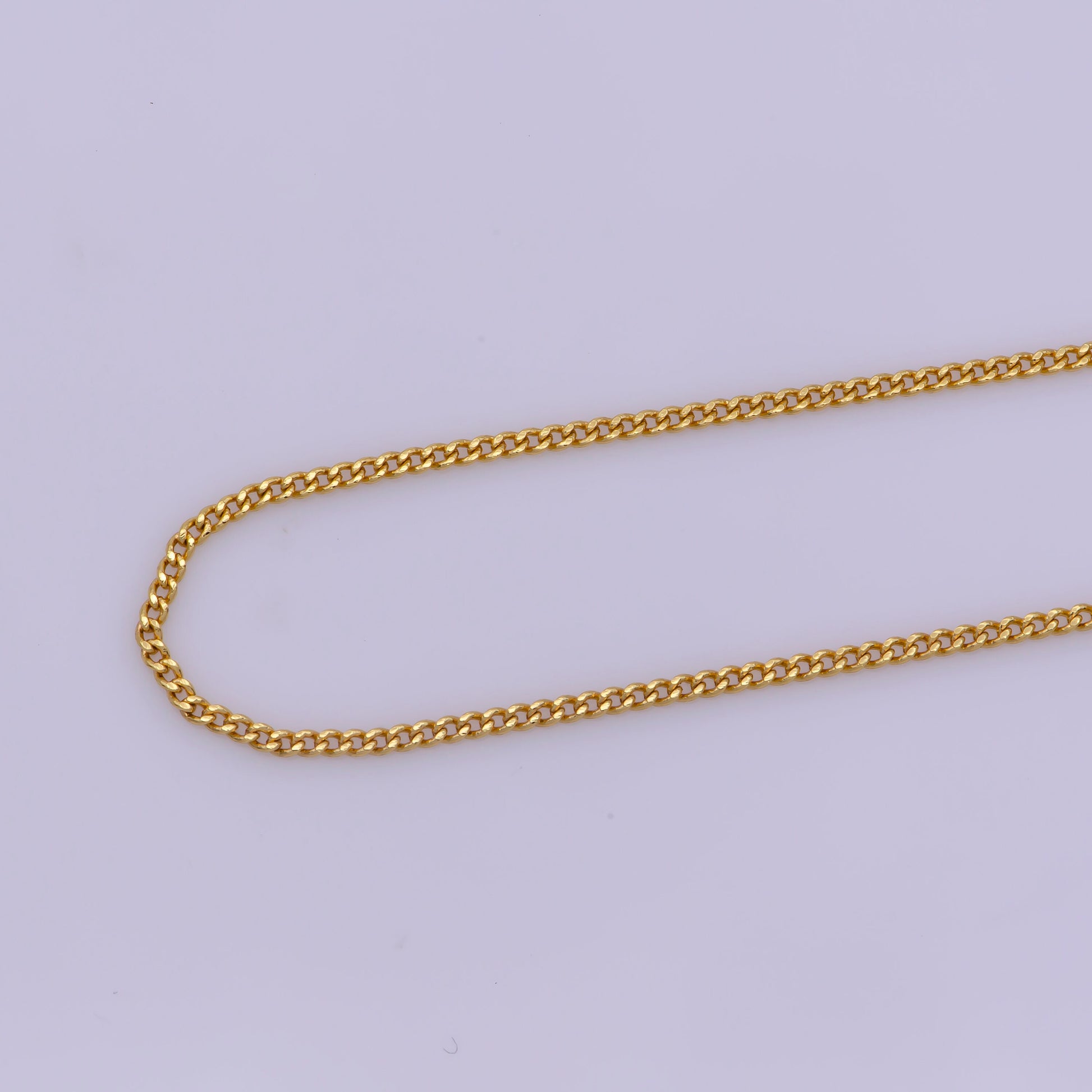 1pc 17.7", 1,2mm Dainty Gold Cuban Curb Necklace Chain,Chiseled Curb Chain Bold Necklace, For Pendant Charm Necklace, WA-386