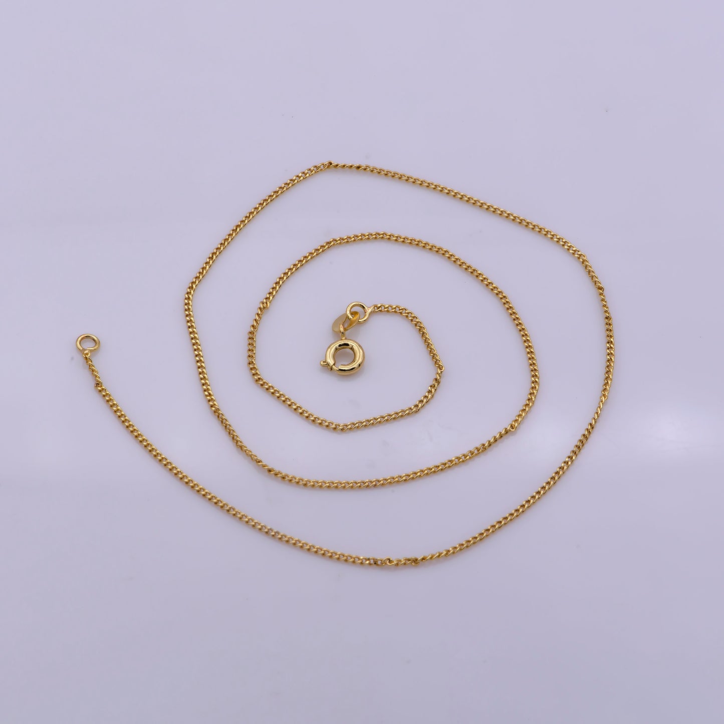 1pc 17.7", 1,2mm Dainty Gold Cuban Curb Necklace Chain,Chiseled Curb Chain Bold Necklace, For Pendant Charm Necklace, WA-386