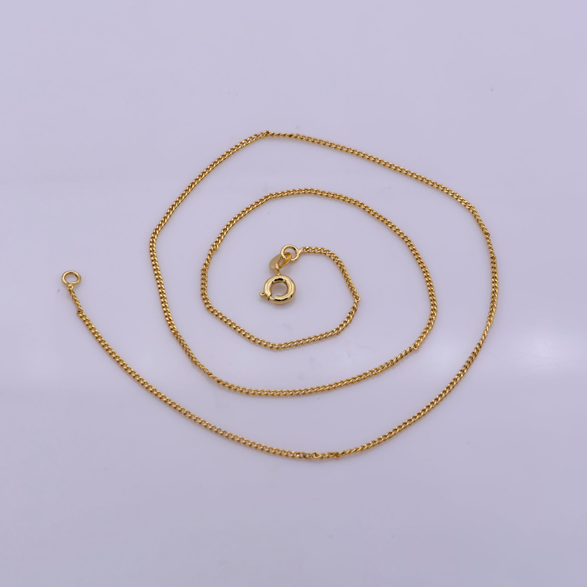 1pc 17.7", 1,2mm Dainty Gold Cuban Curb Necklace Chain,Chiseled Curb Chain Bold Necklace, For Pendant Charm Necklace, WA-386
