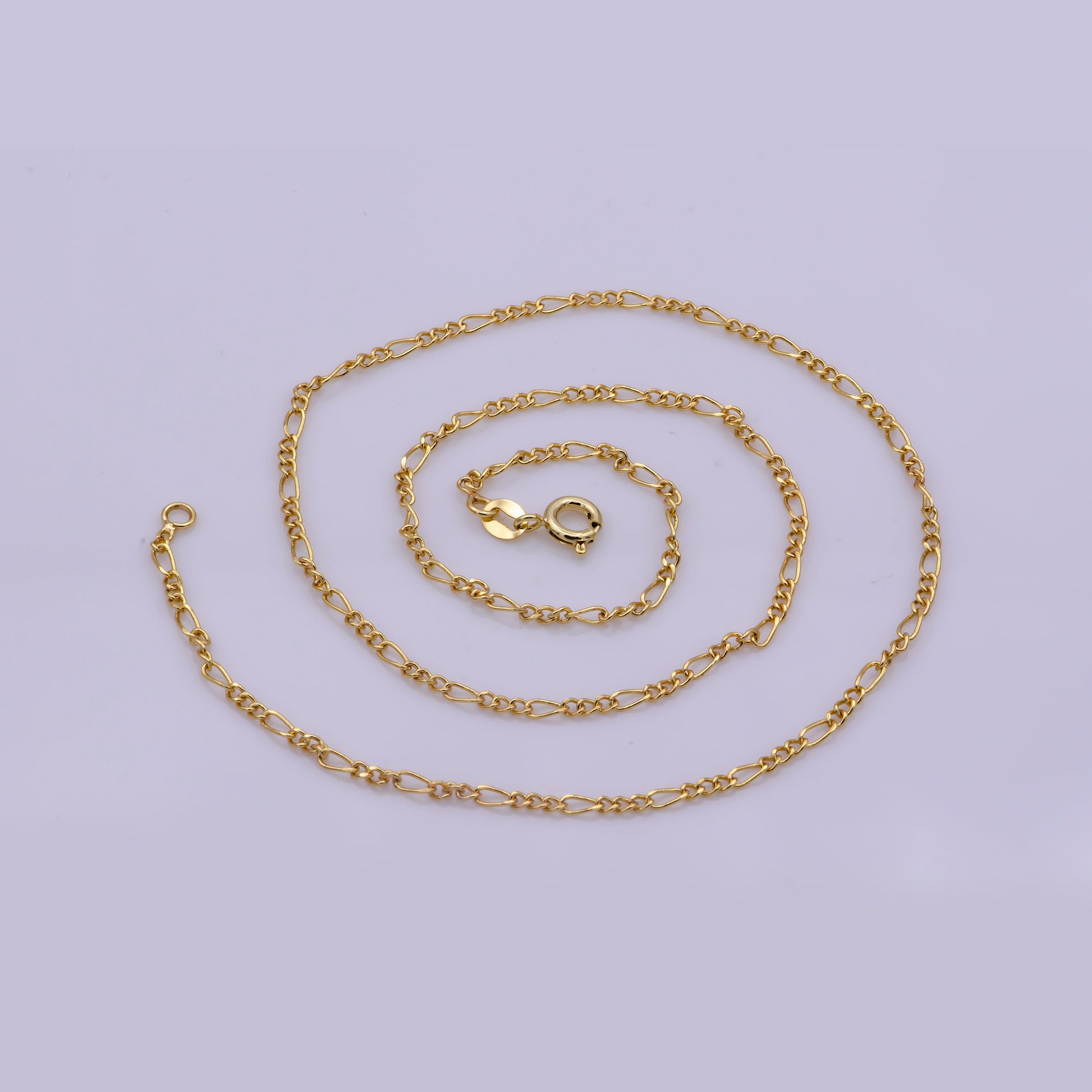 1pc 17.7'' Ready to Use Fancy Gold Figaro Necklace Chain,Layering Figaro Chain Dainty Necklace,Perfect for Pendant CharmNecklace WA-387