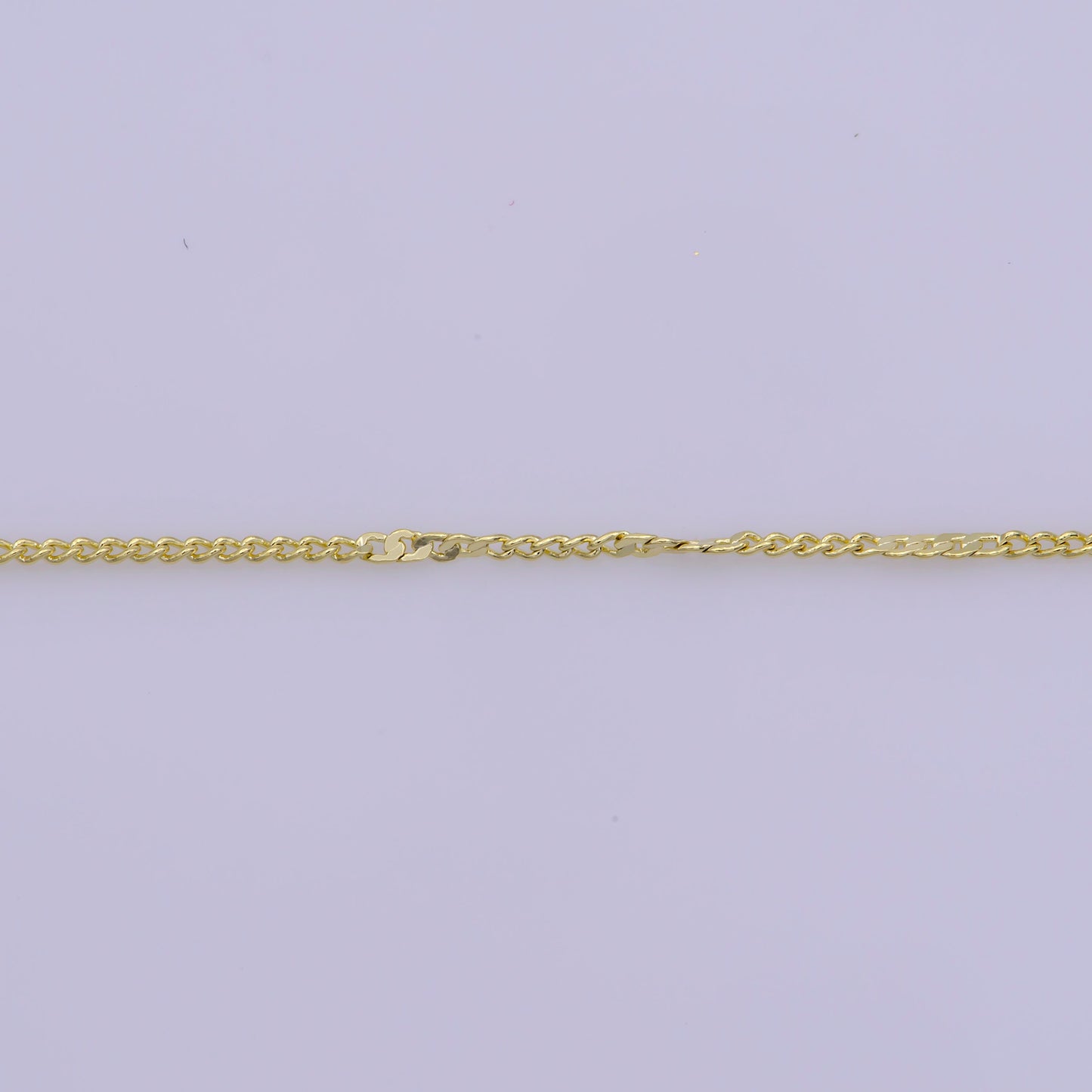 1pc 17.5", 0.6mm Dainty Gold Cuban Curb Necklace Chain,Chiseled Curb ChainTwisted Necklace, For Pendant Charm Necklace, WA-394
