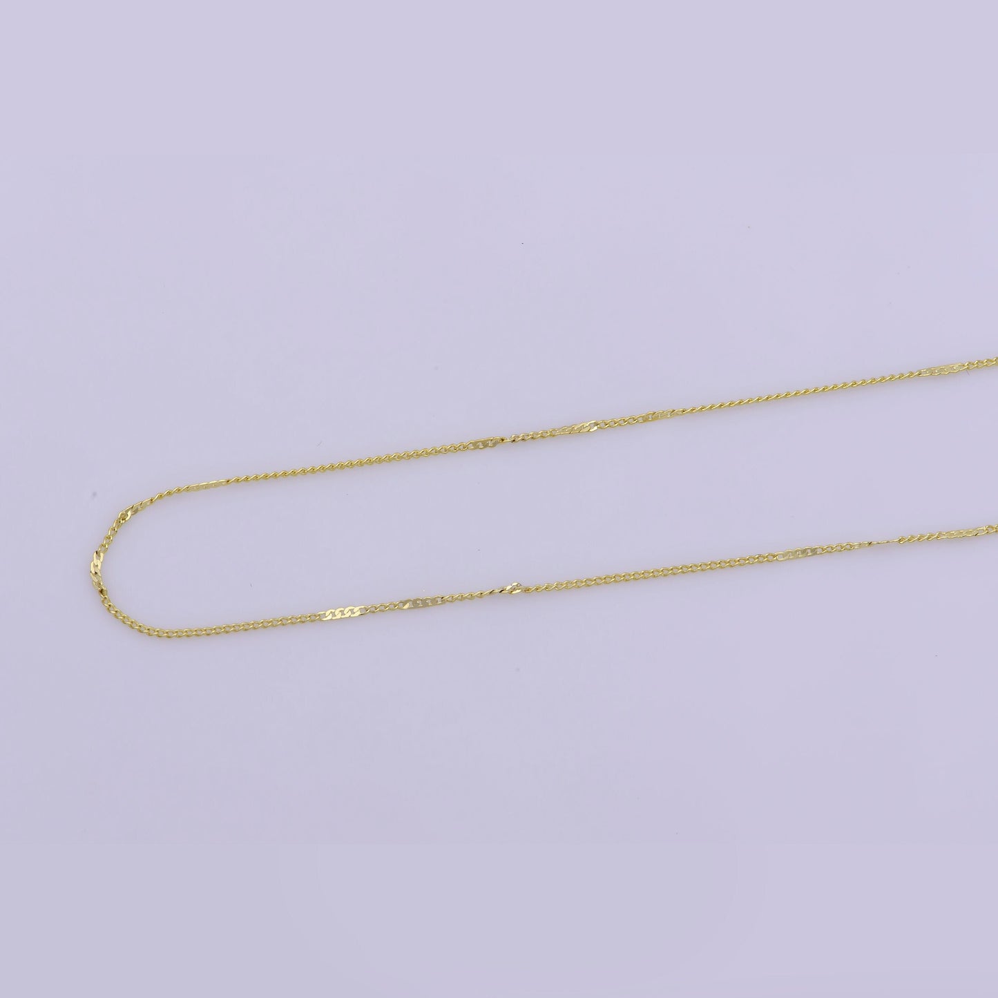 1pc 17.5", 0.6mm Dainty Gold Cuban Curb Necklace Chain,Chiseled Curb ChainTwisted Necklace, For Pendant Charm Necklace, WA-394