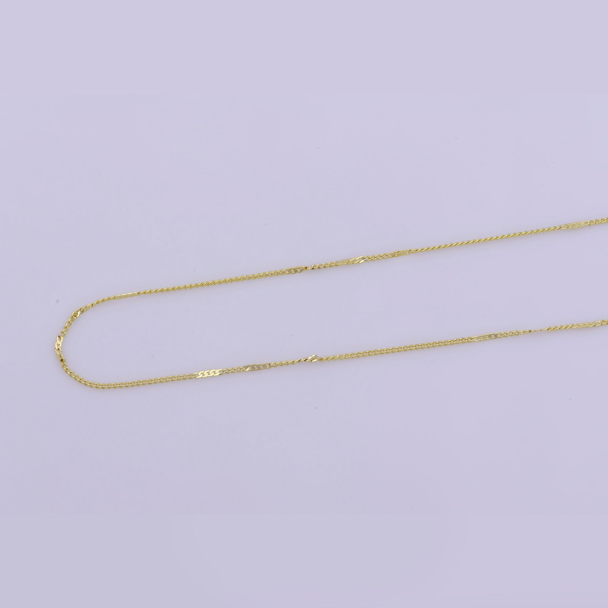 1pc 17.5", 0.6mm Dainty Gold Cuban Curb Necklace Chain,Chiseled Curb ChainTwisted Necklace, For Pendant Charm Necklace, WA-394