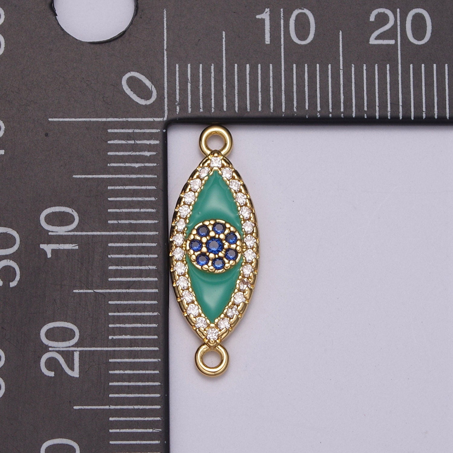 Evil Eye Enamel Gold, Whitegold Connector Charm, Micro Pave Evil Eye Charm for Amulet Jewelry Making Supply Protection Jewelry,Y-418~Y-419