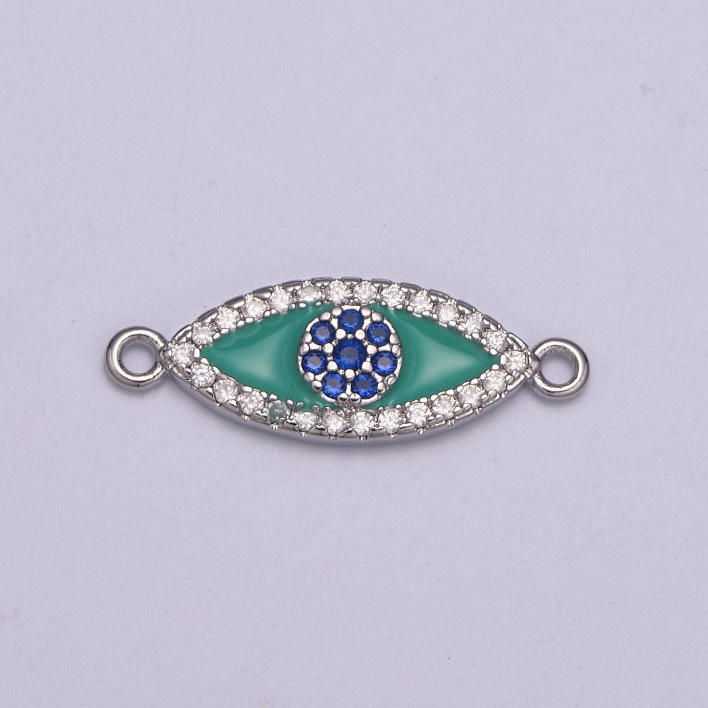 Evil Eye Enamel Gold, Whitegold Connector Charm, Micro Pave Evil Eye Charm for Amulet Jewelry Making Supply Protection Jewelry,Y-418~Y-419