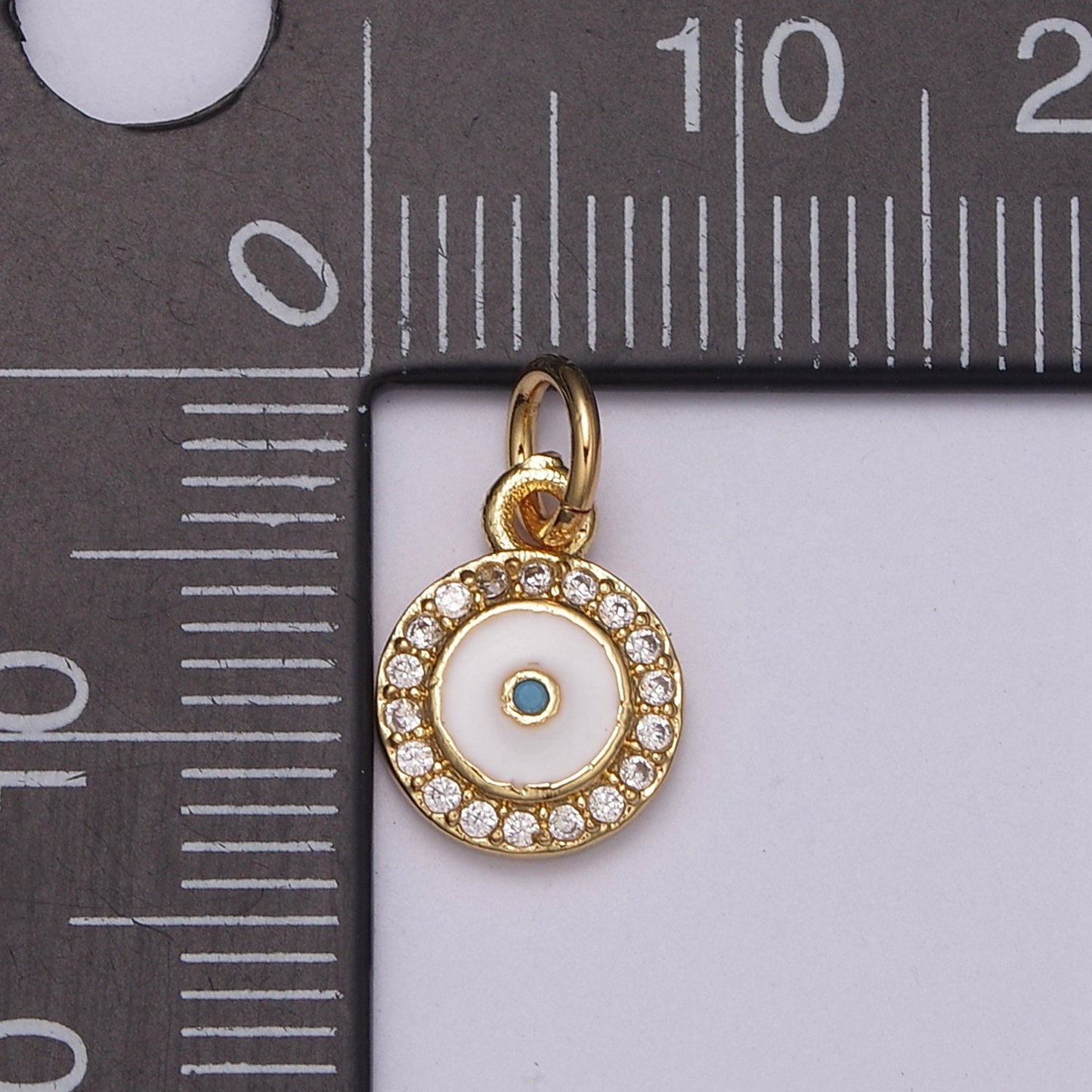 Cluster Cubic Pave Gold Charm, Blue CZSolitaire CZ Pendant ,Enamel Cubic Mini Pendant, Dainty Bracelet Earring Necklace Charm, N-233